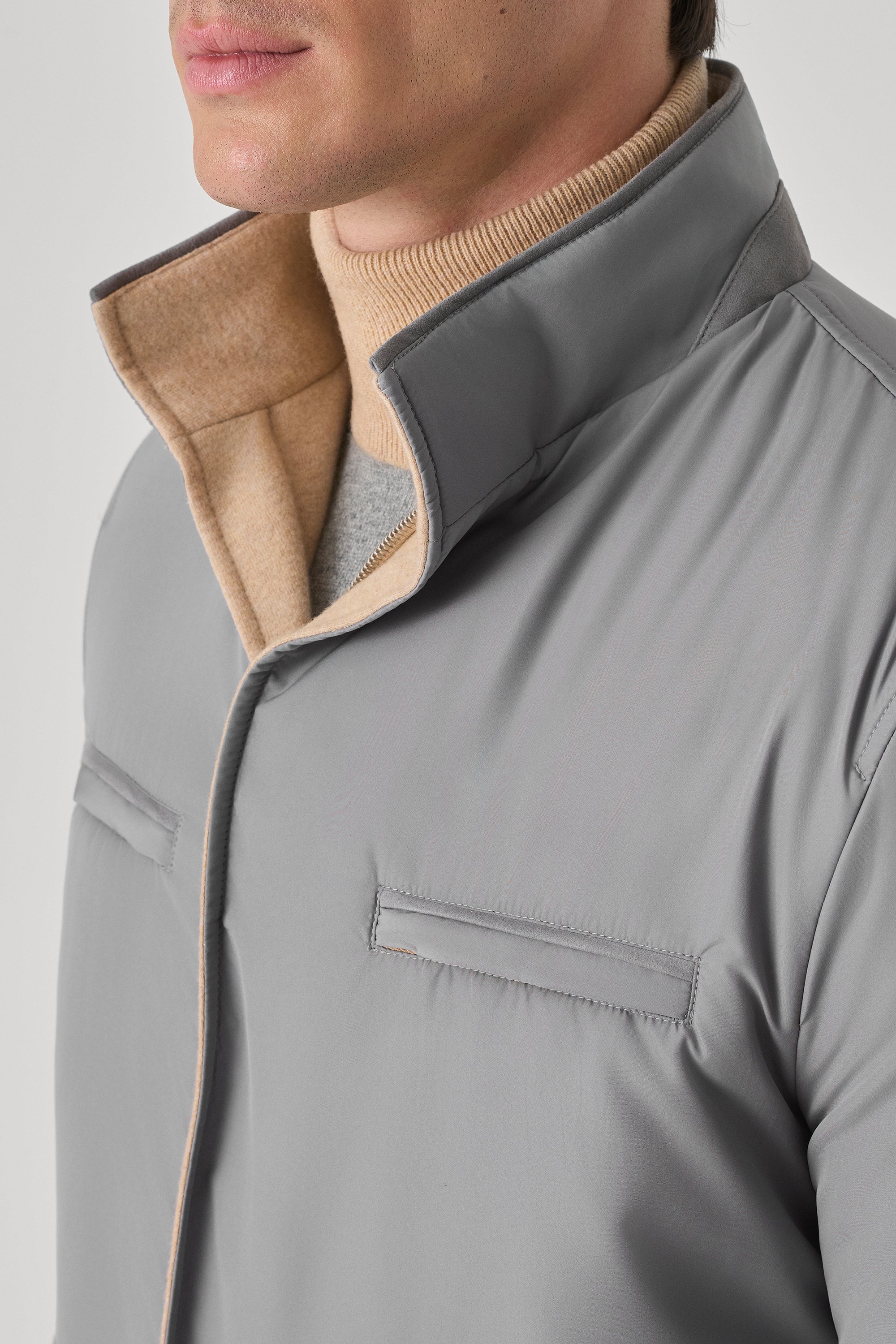 Parka Tom réversible en ultimum cachemire felt et silk nylon ultra-light