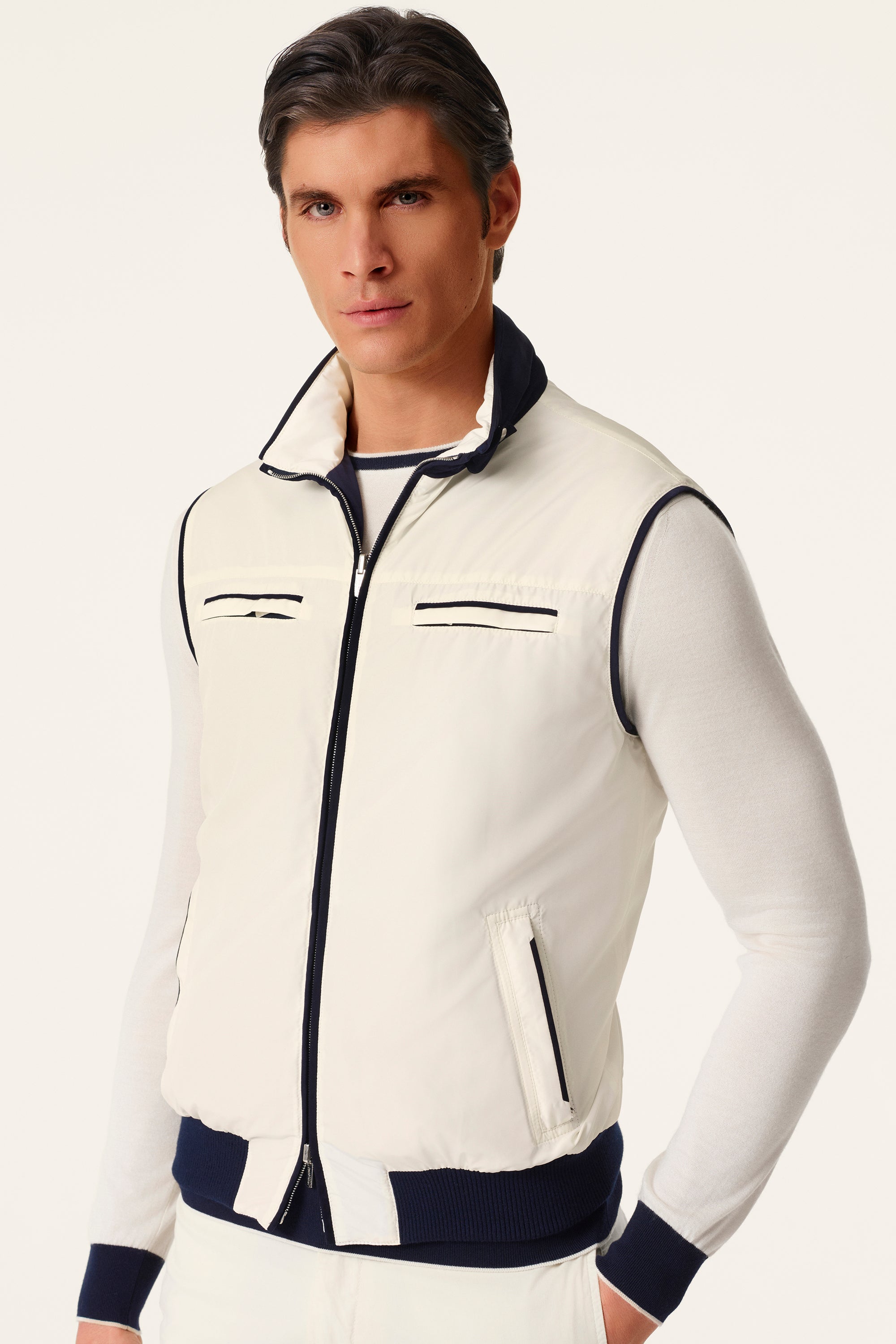 Reversible ultra-light silk nylon vest TOM
