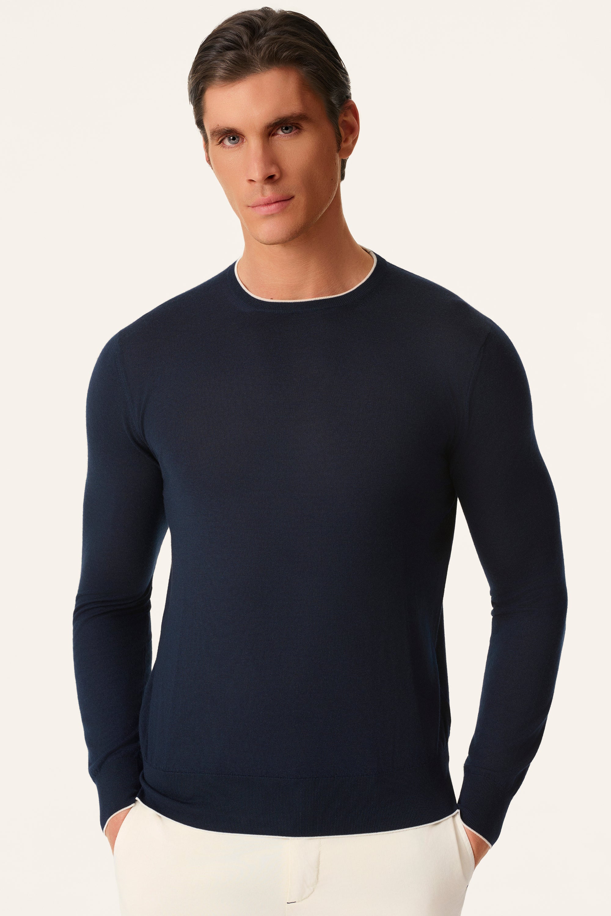 Pull avec liseré contrastant GIROCOLLO