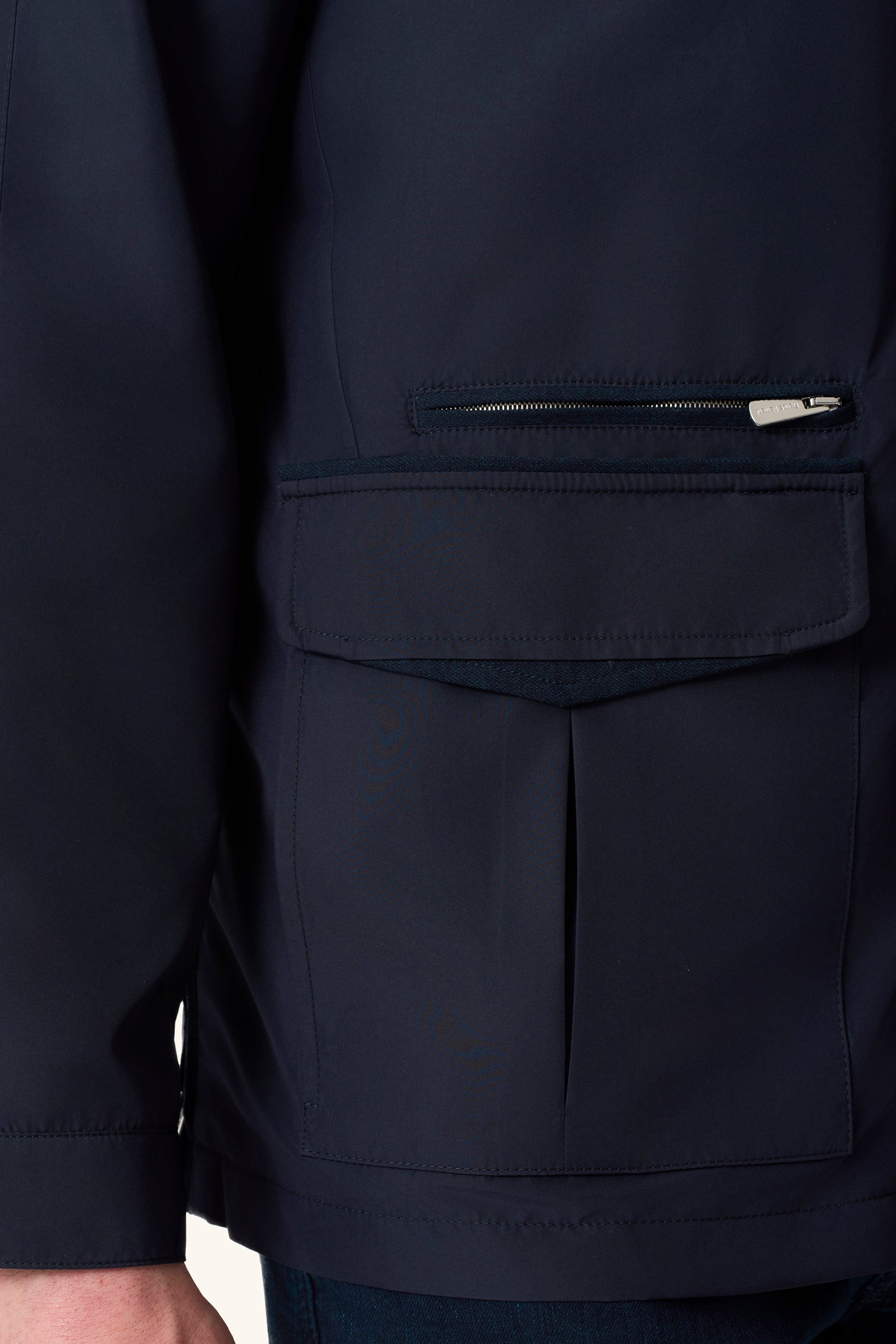 BOND Parka in ultra-light silk nylon with denim details
