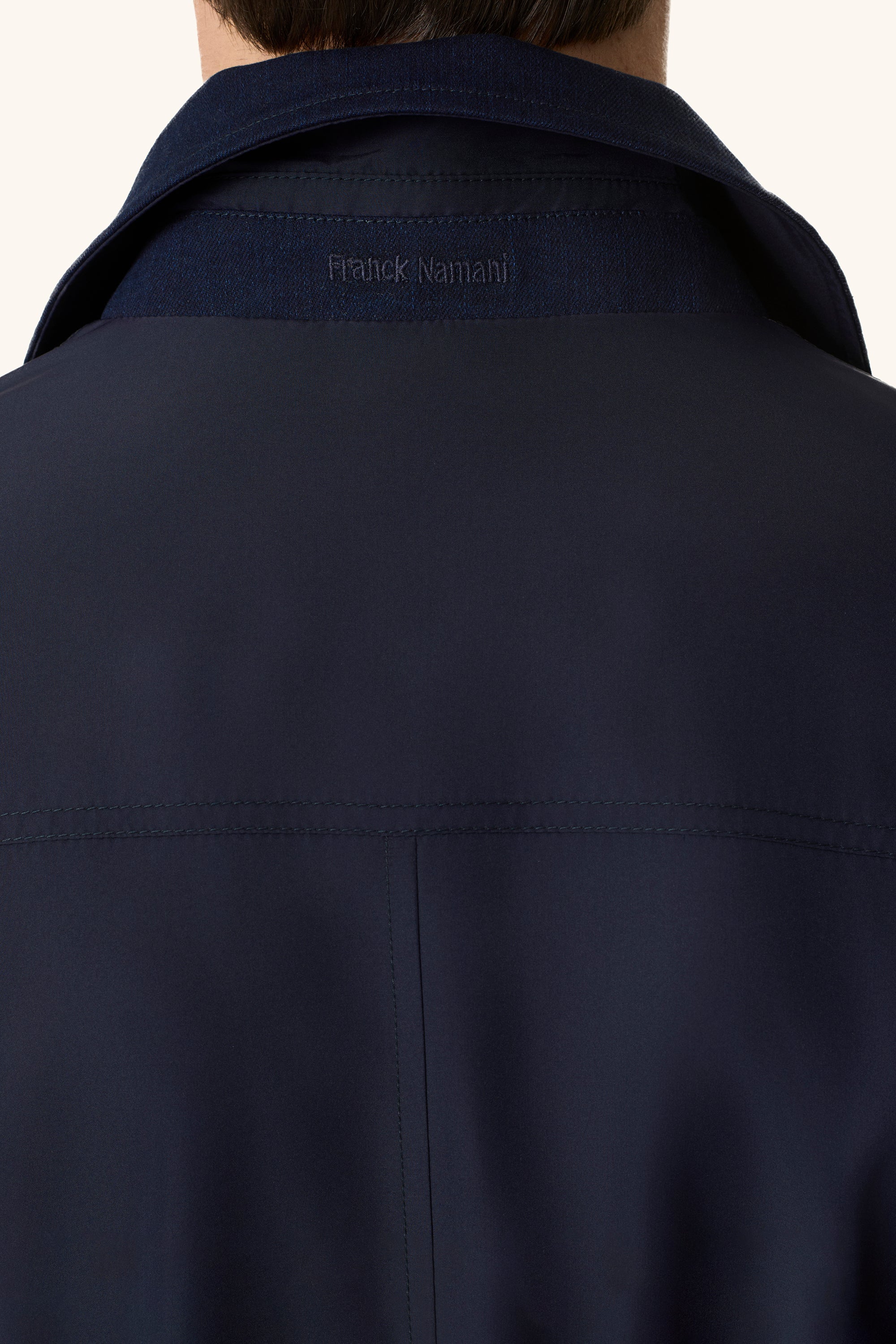BOND Parka in ultra-light silk nylon with denim details