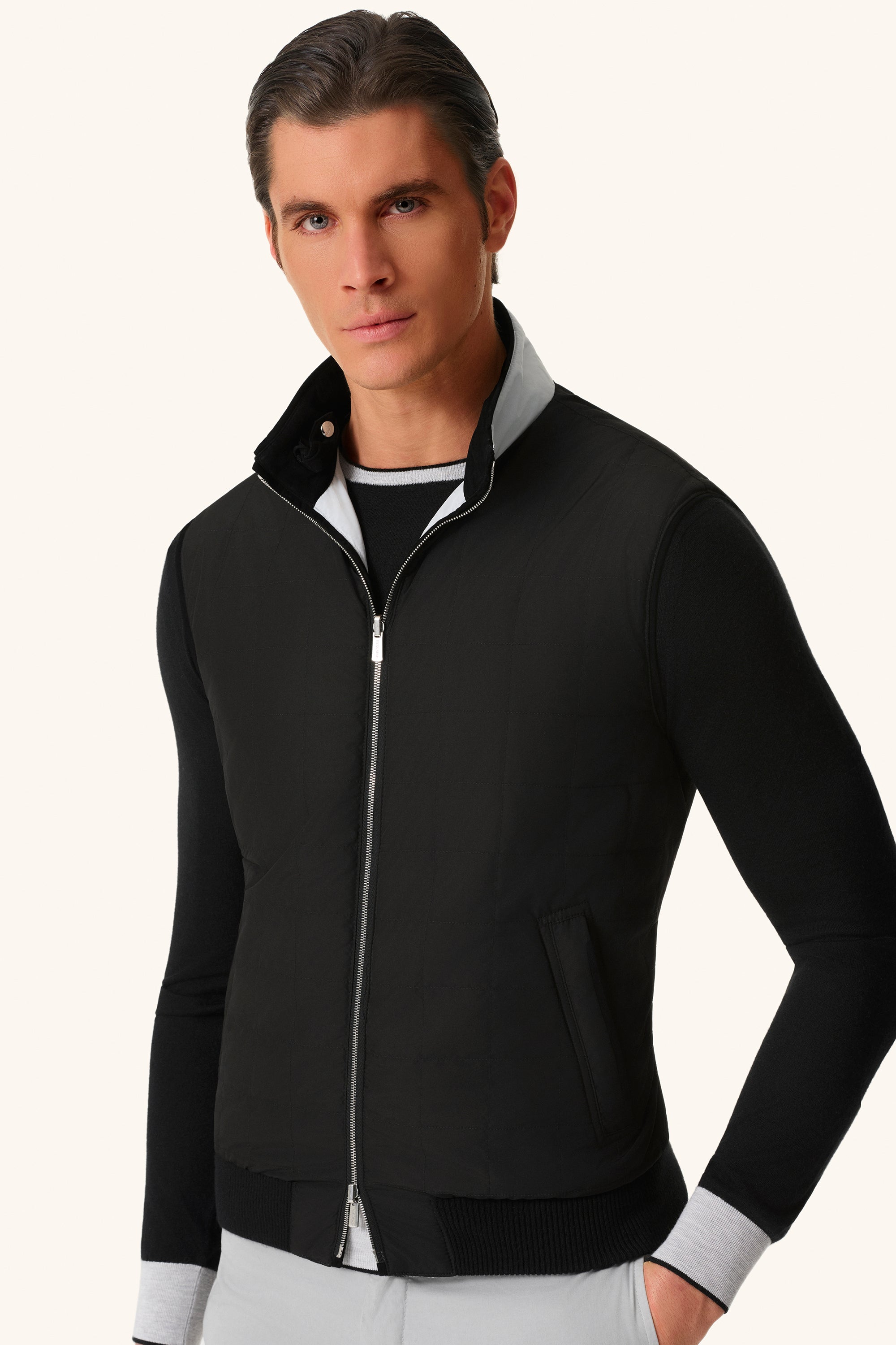 Reversible ultra-light silk nylon vest TOM
