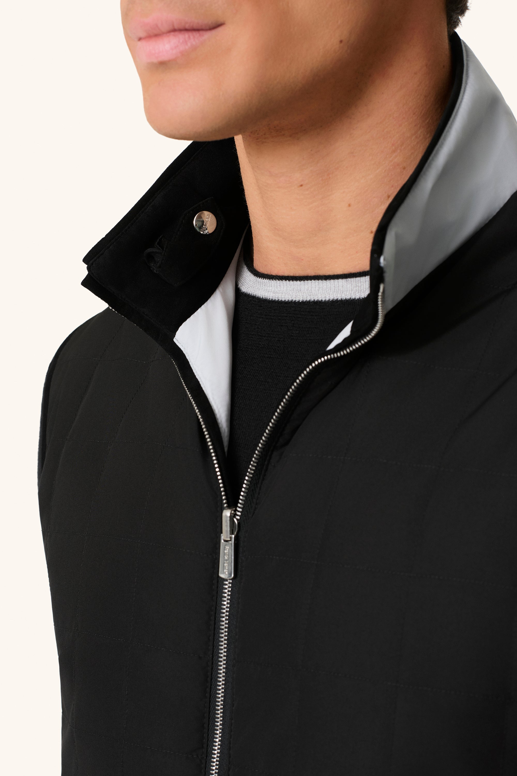 Reversible ultra-light silk nylon vest TOM