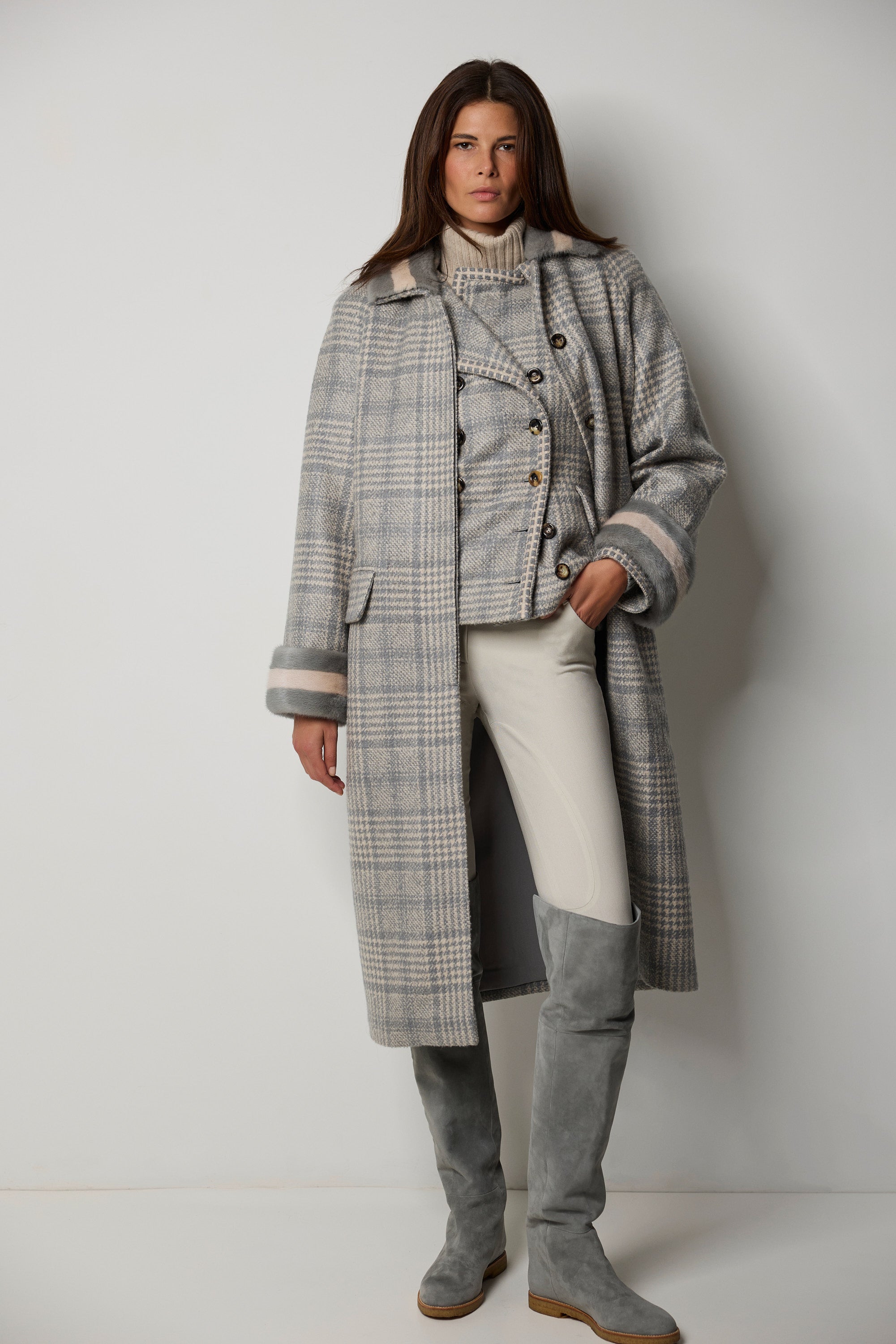 Manteau en cachemire et soie bouclé LONDON
