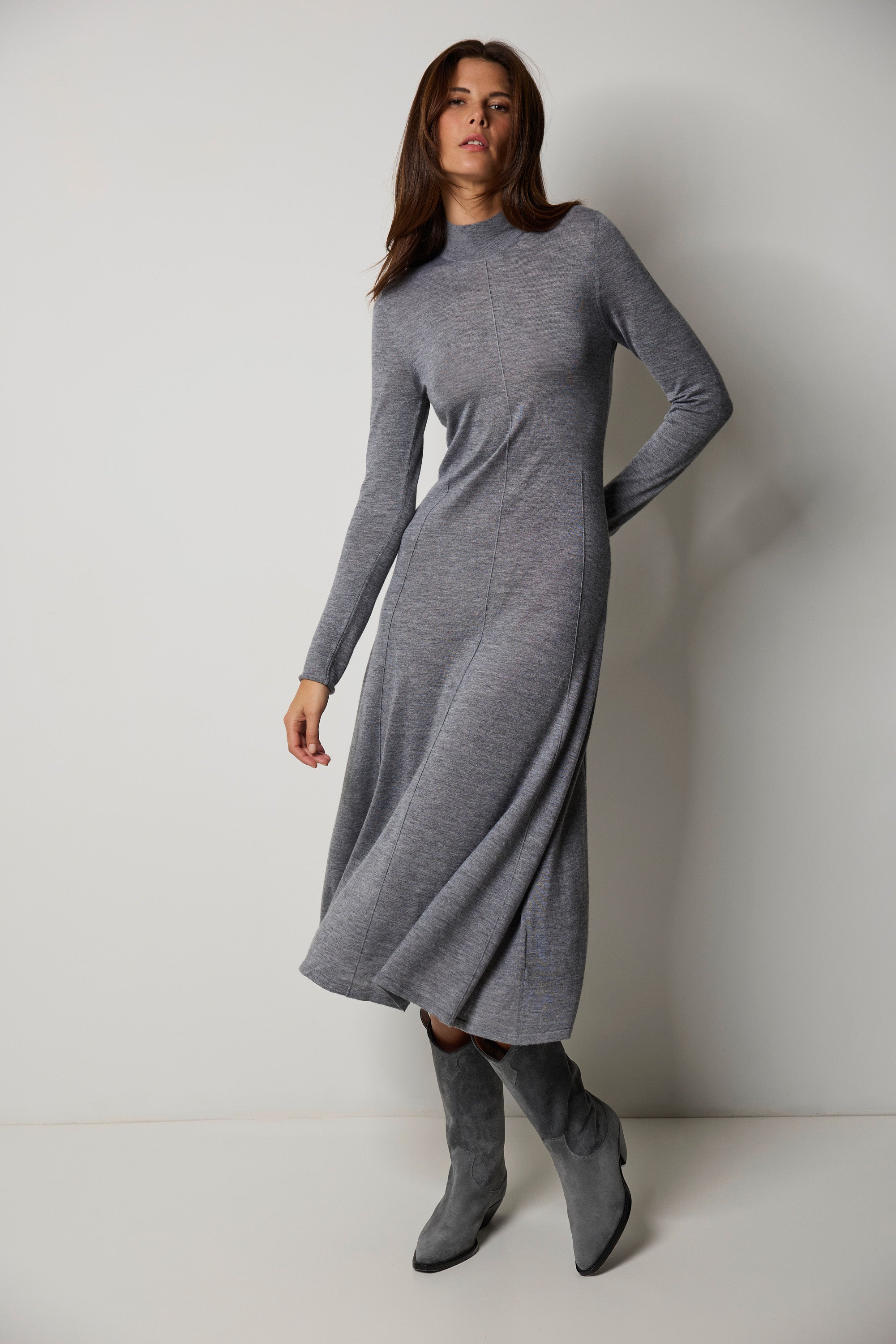 Robe longue en cachemire et soie