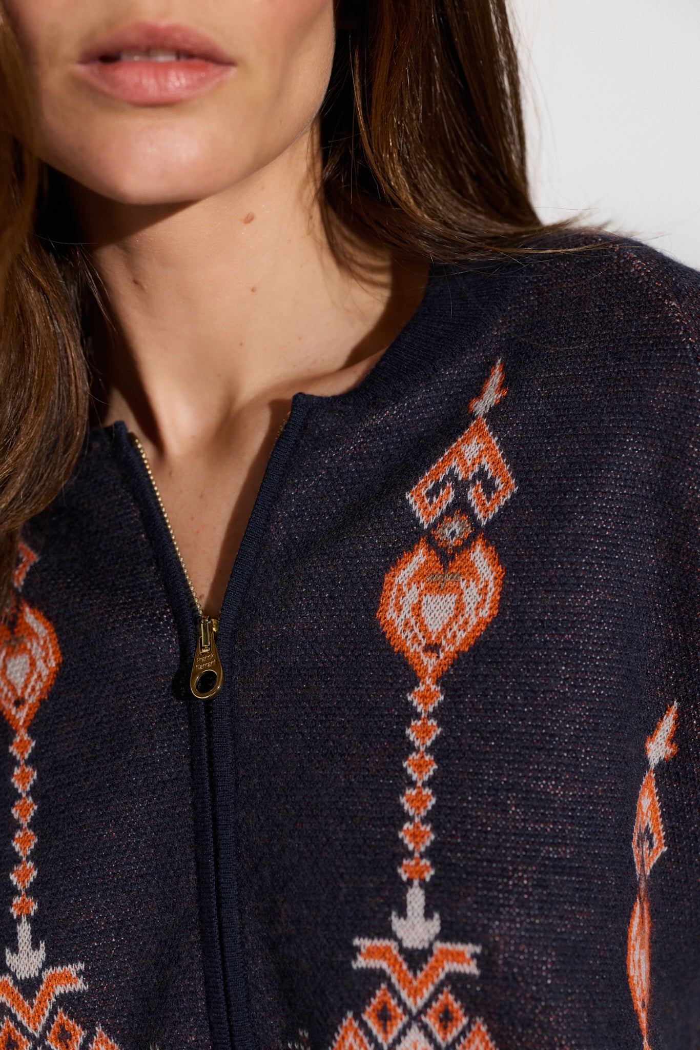 Jacquard Bomber Cardigan