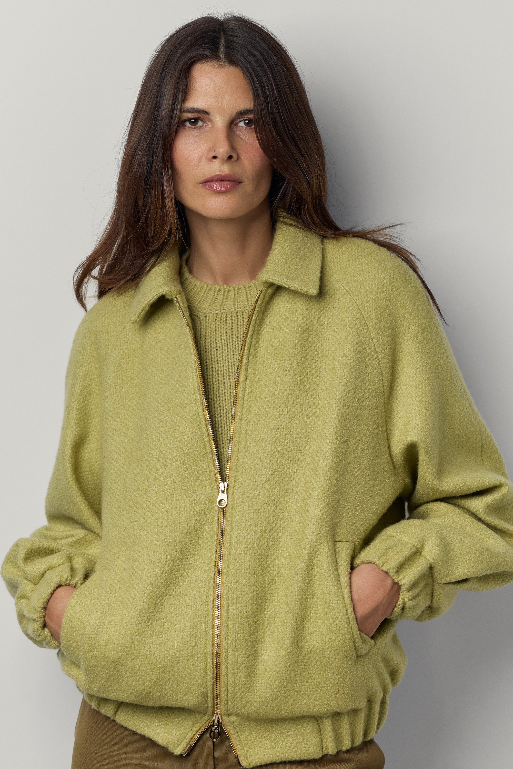 Blouson en cachemire natté