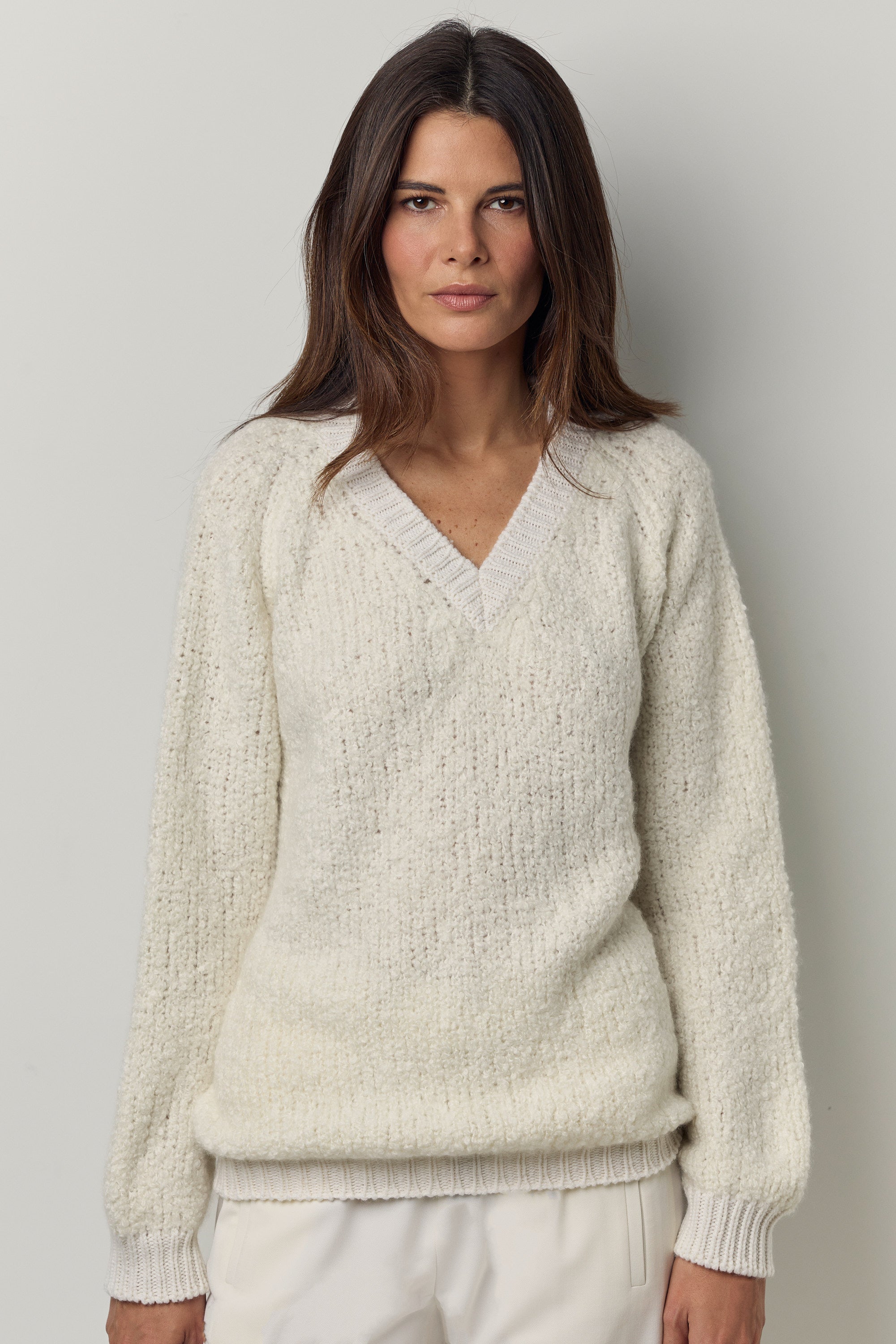 Pull à col V bouclé