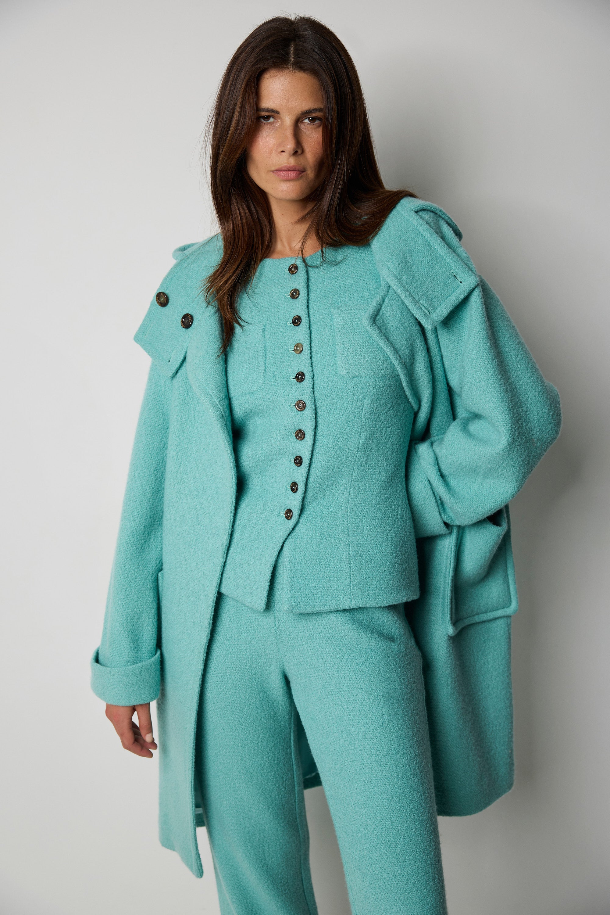 Veste en cachemire et soie bouclé MEGÈVE