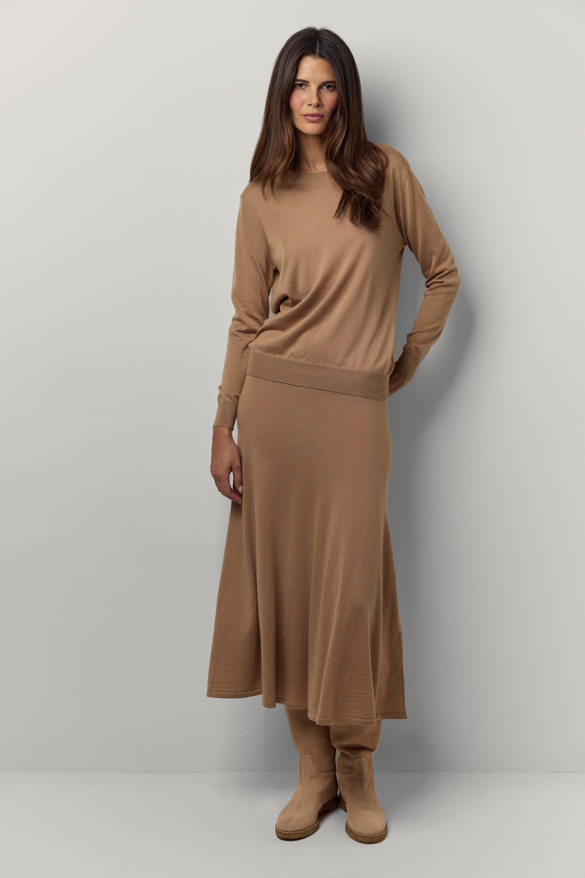 Long cashmere and silk skirt