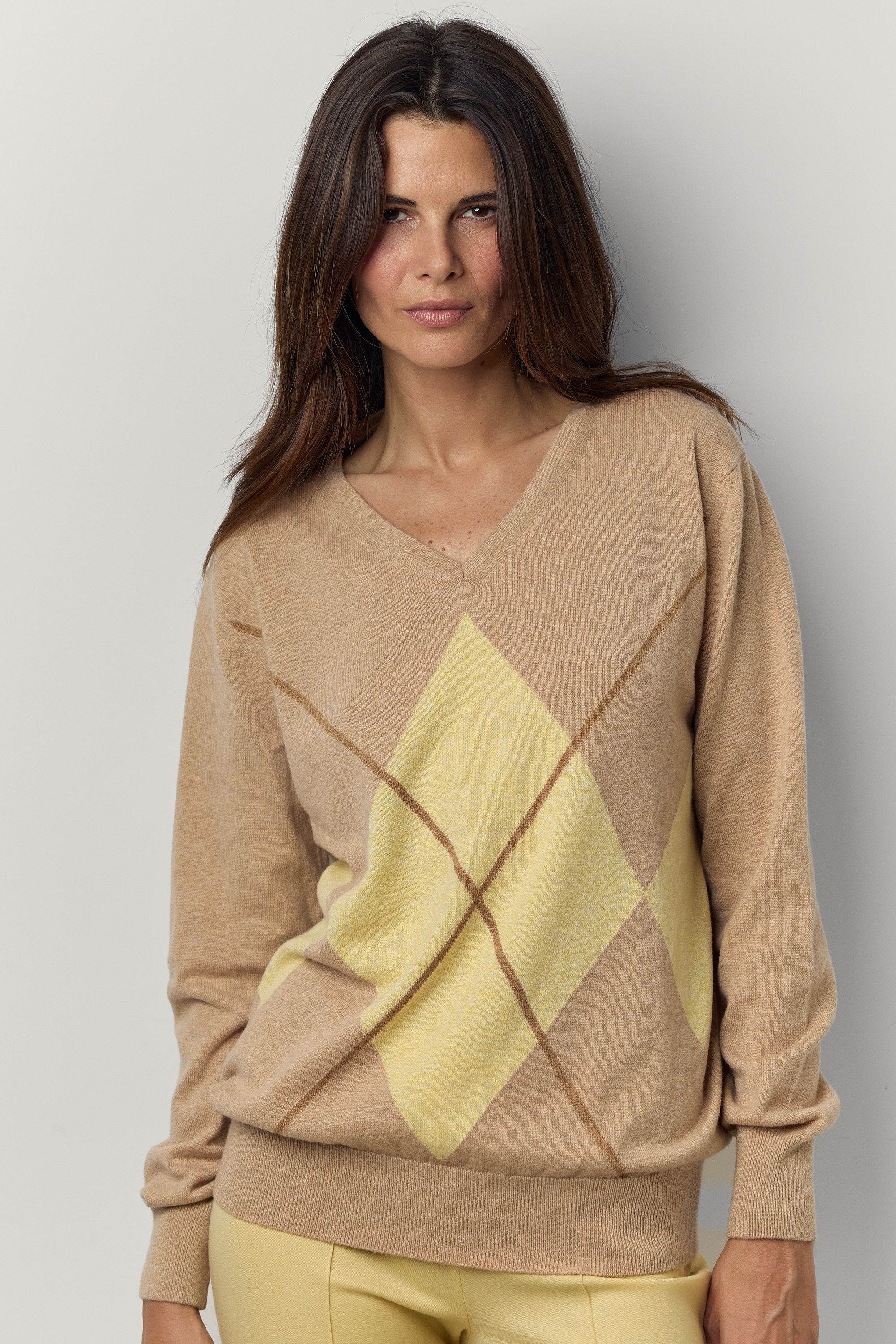 Pull col V Jaquard Oversize