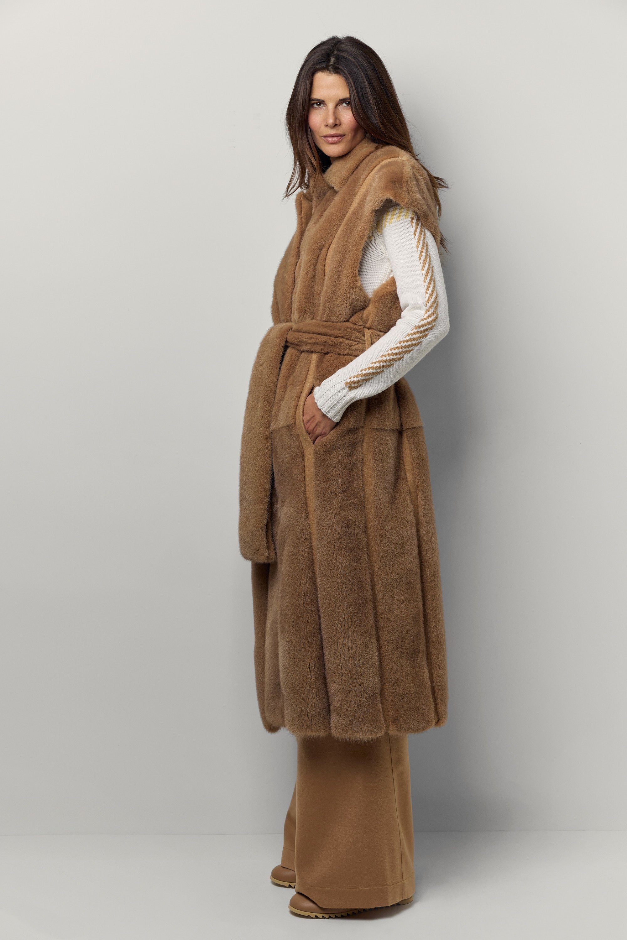 Felted mink and cashmere vest