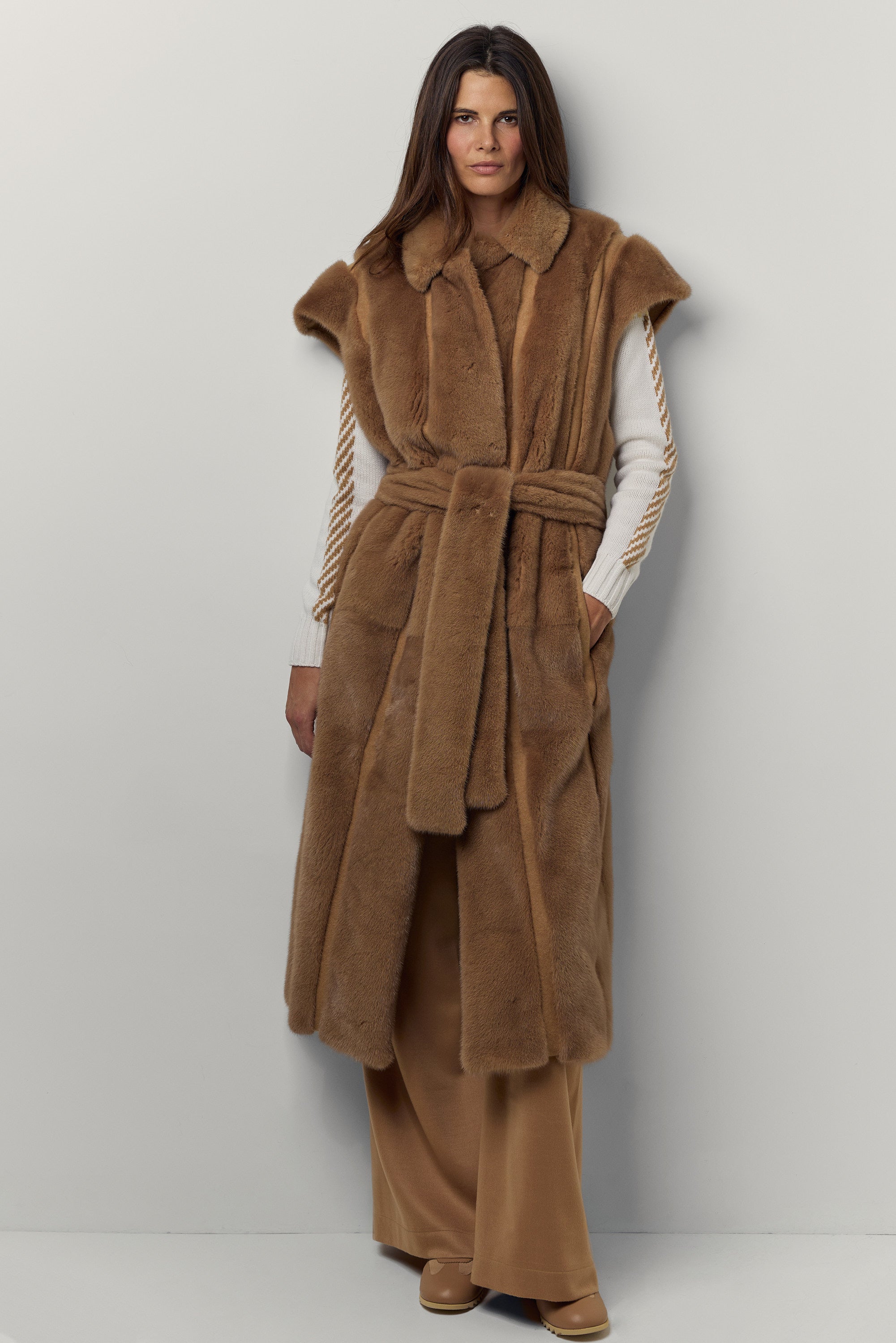 Felted mink and cashmere vest
