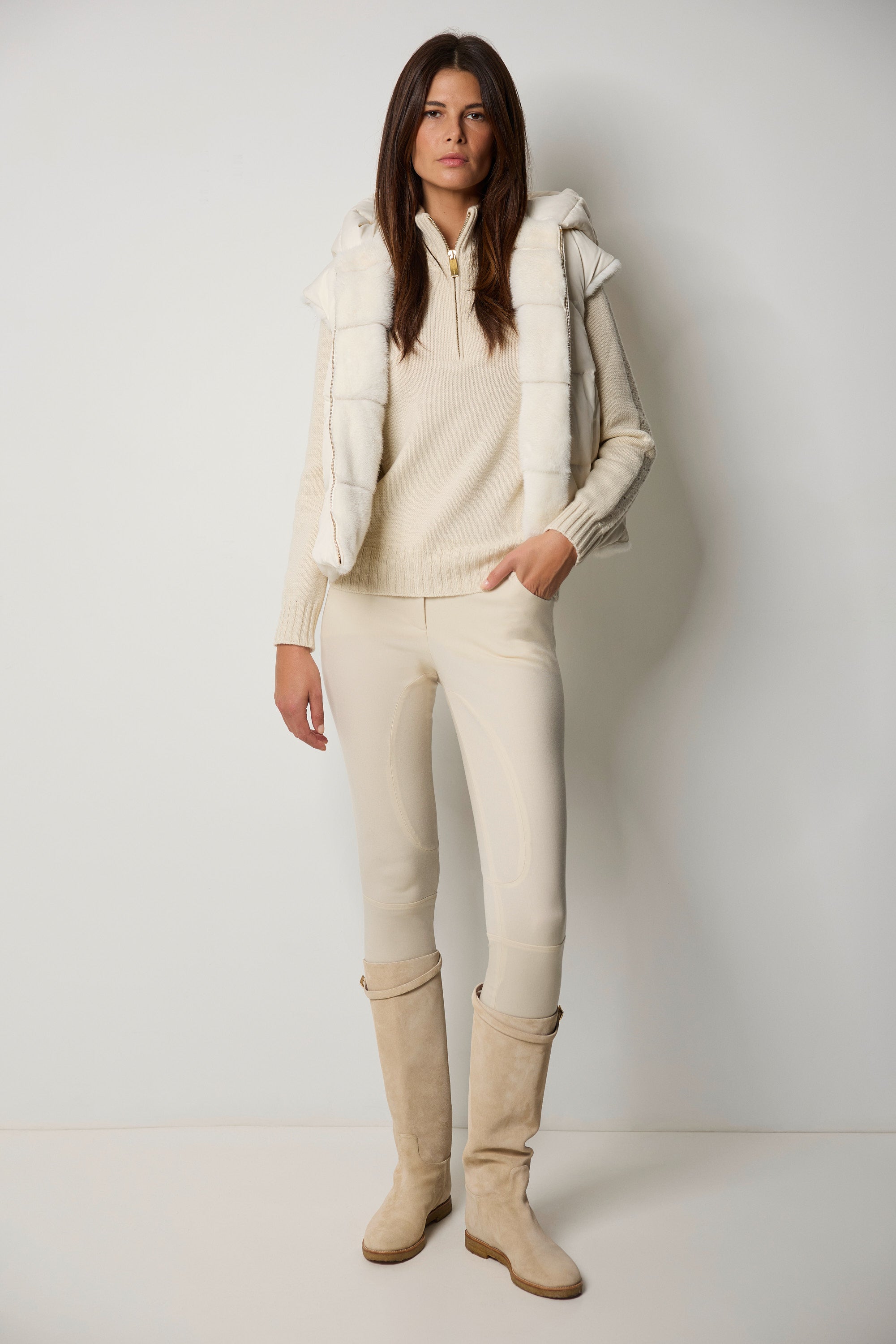 Gilet réversible en silk nylon et vison