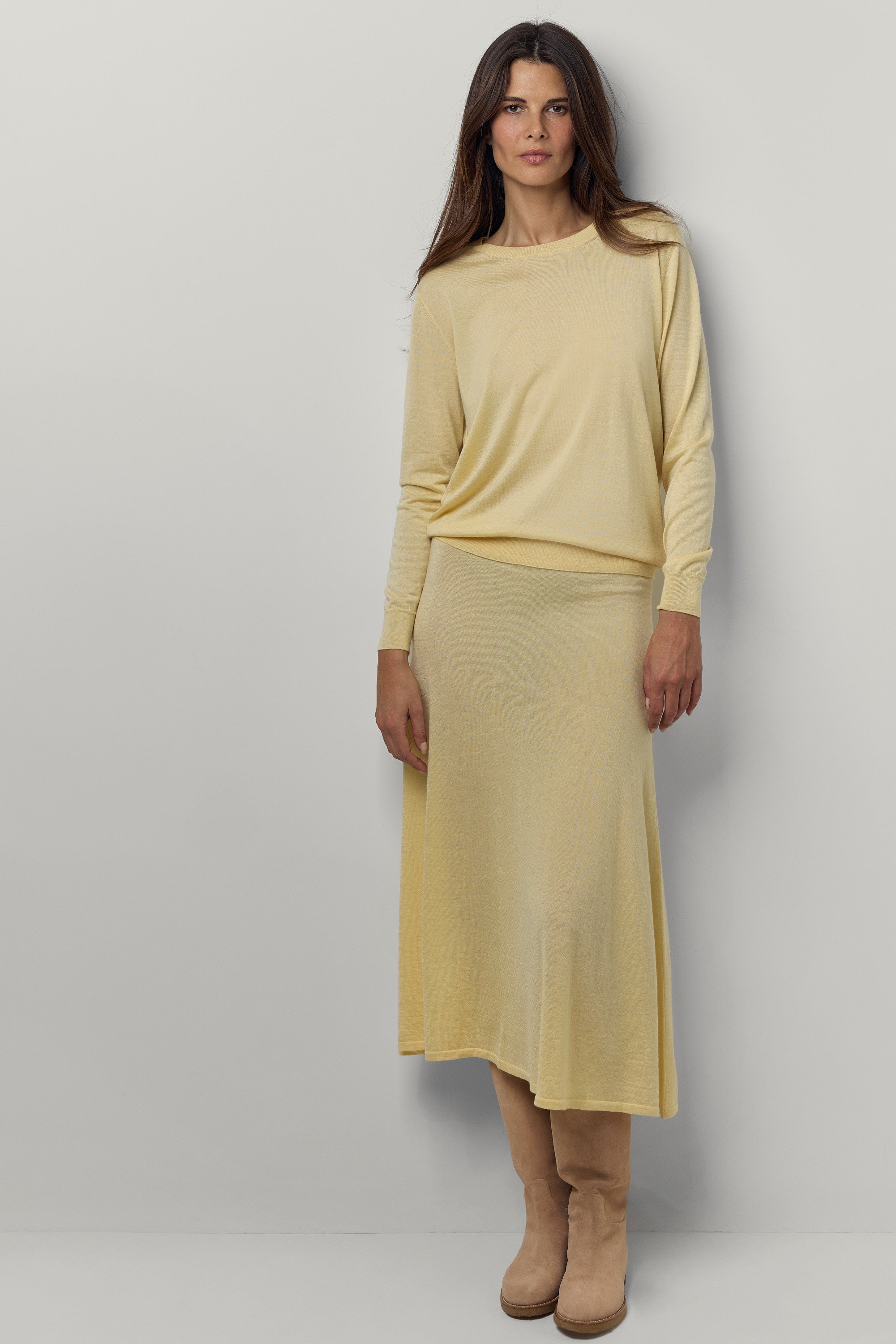 Long cashmere and silk skirt