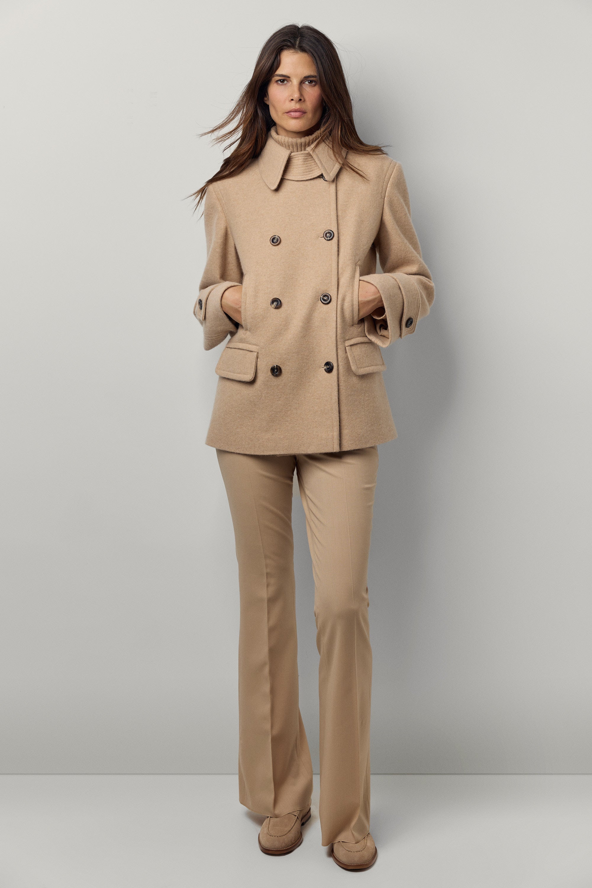 Cashmere felt pea coat