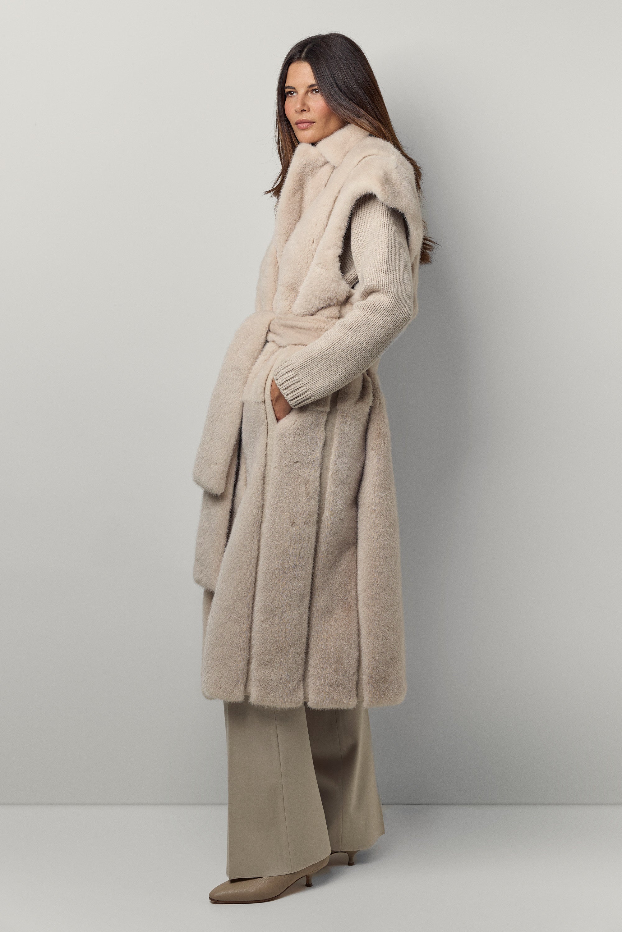 Felted mink and cashmere vest