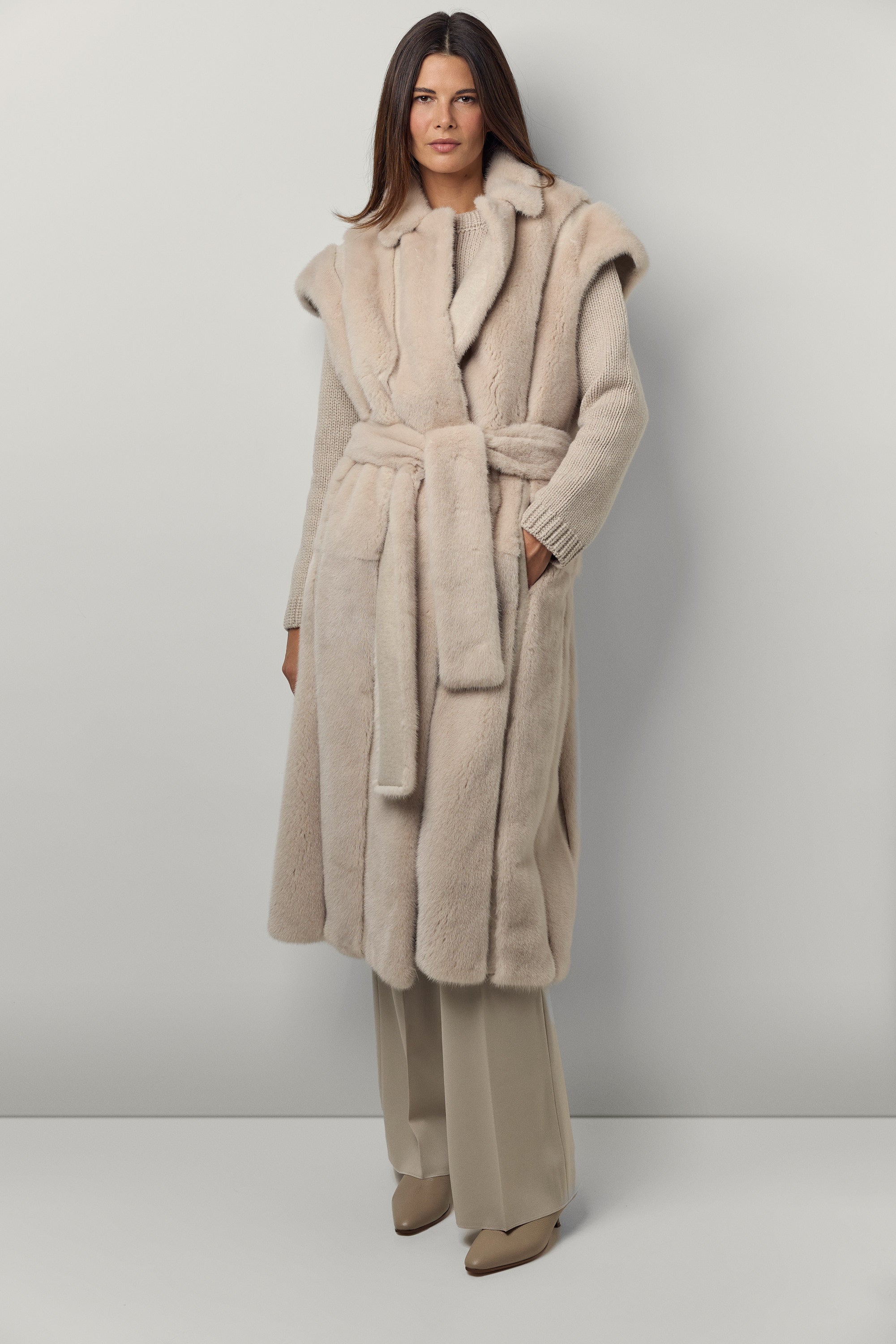 Felted mink and cashmere vest