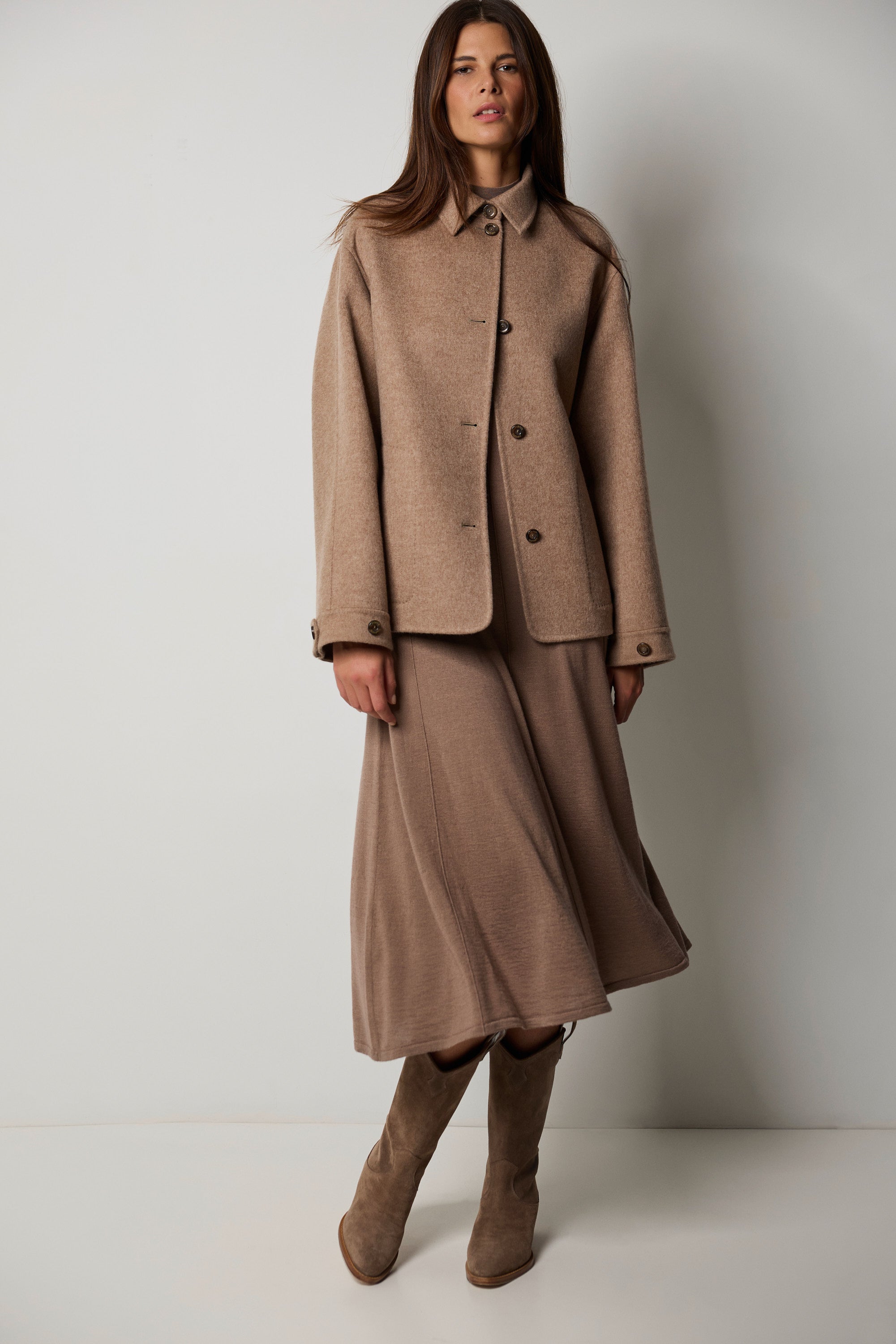 Robe longue en cachemire et soie