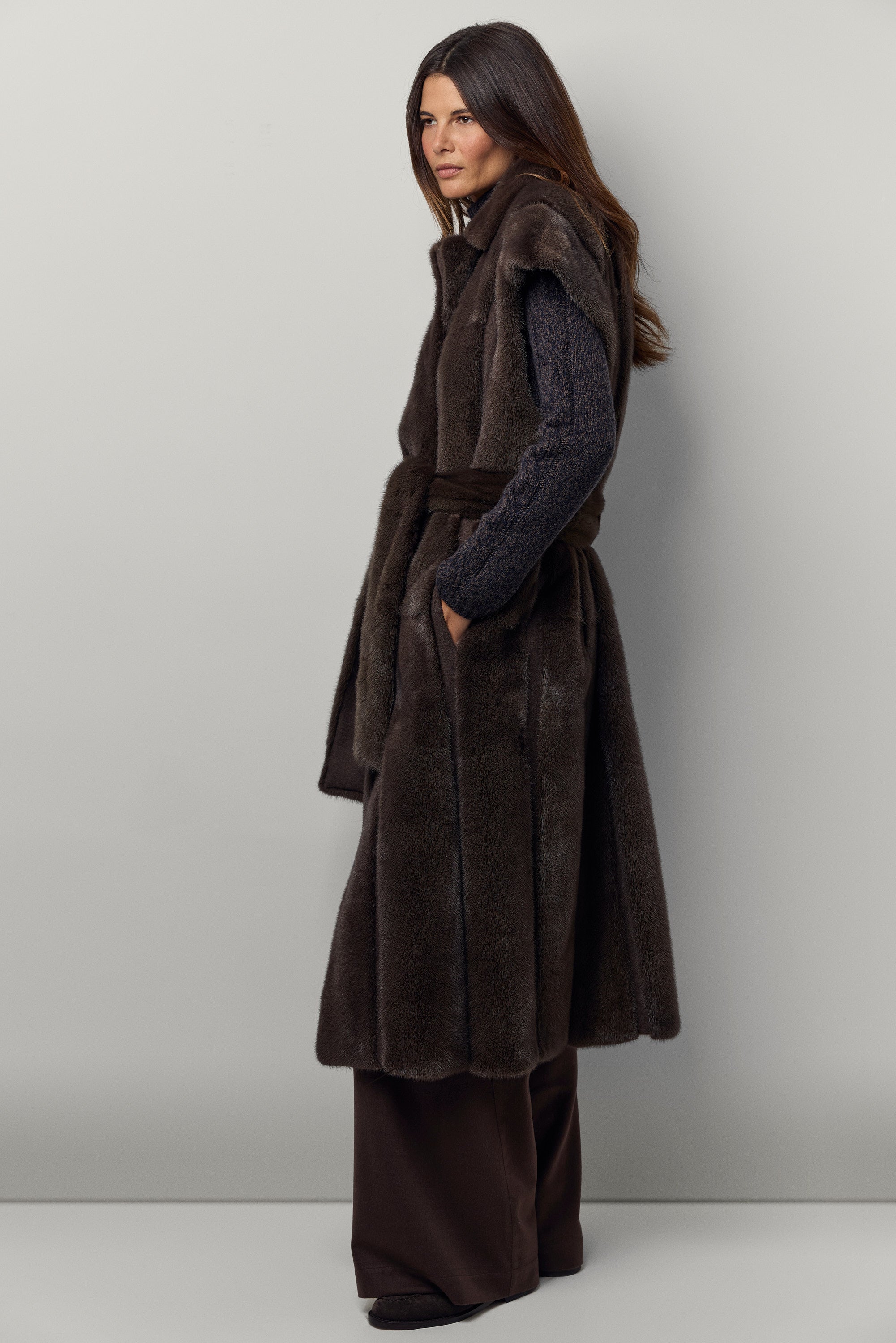 Felted mink and cashmere vest