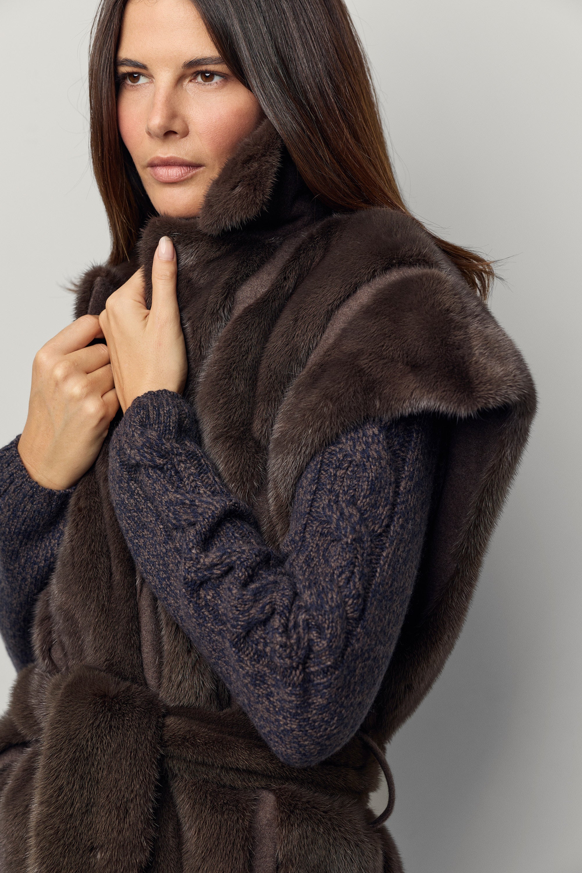 Felted mink and cashmere vest