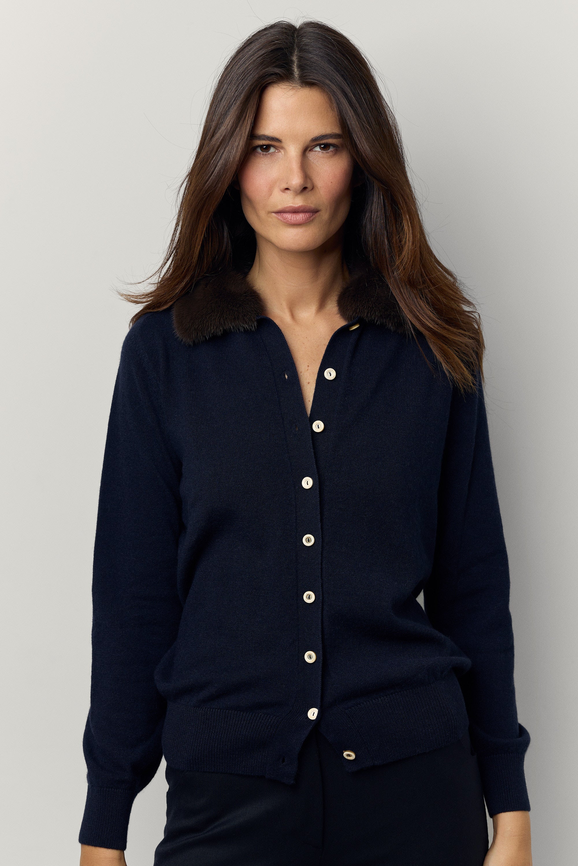 Mink collar cardigan