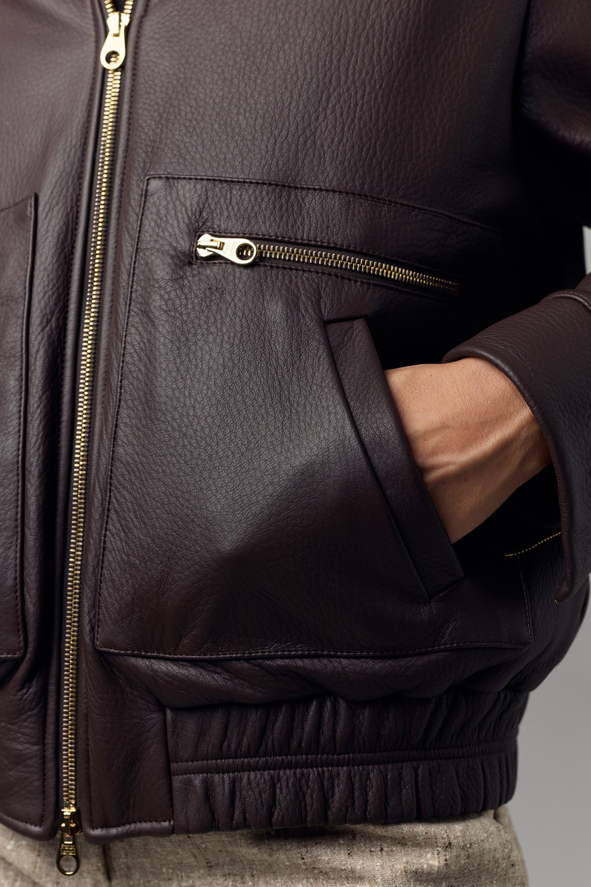 Blouson Motard en cuir de cerf