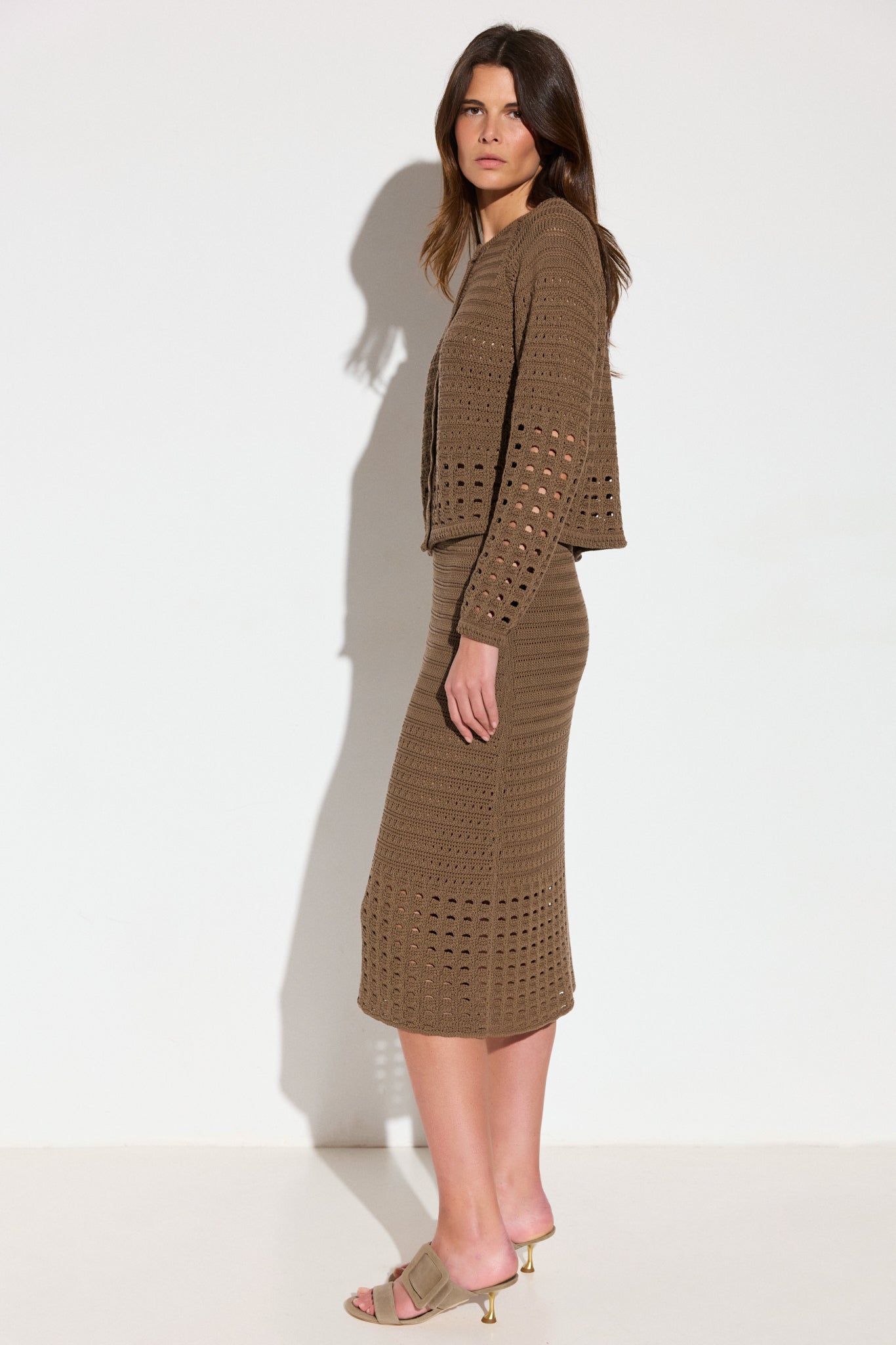 Openwork cardigan in cotton and silk