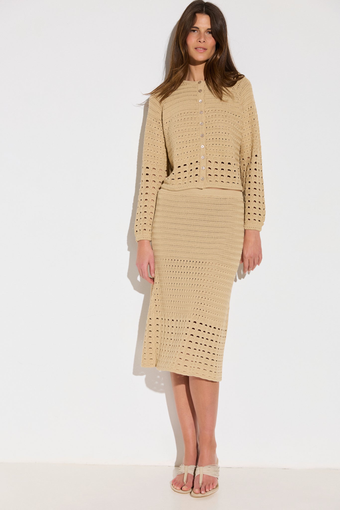 Openwork cardigan in cotton and silk