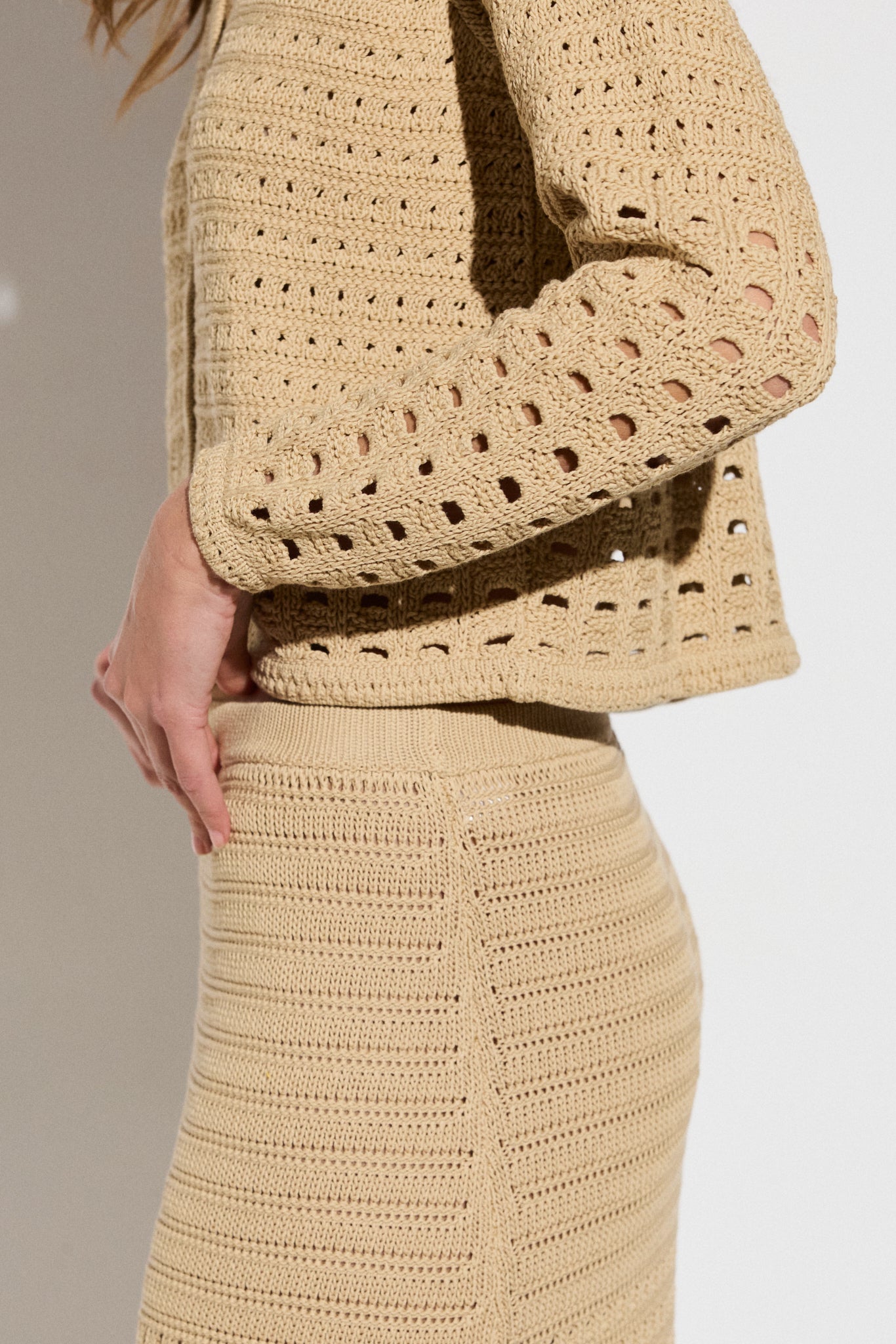 Openwork cardigan in cotton and silk