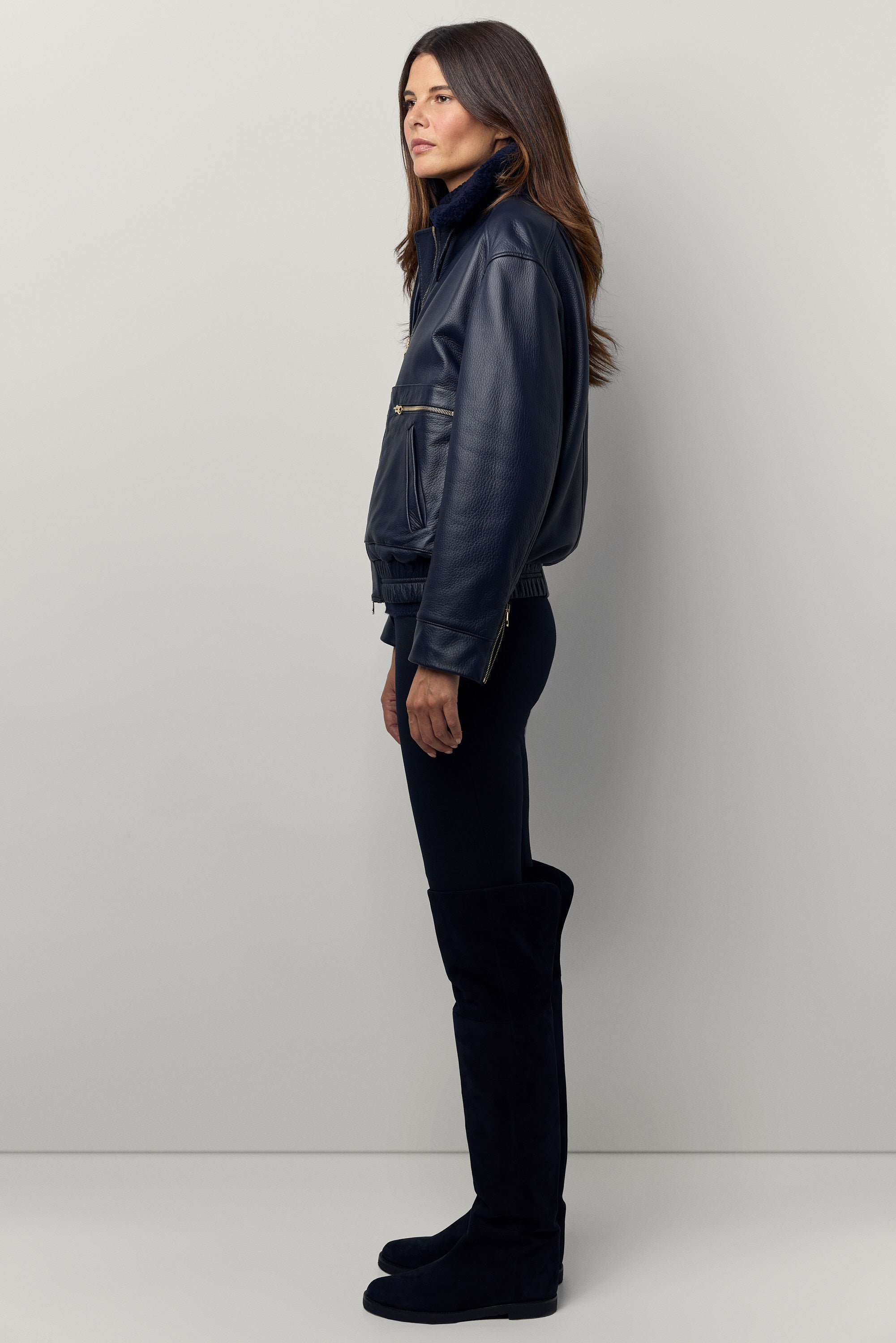 Blouson Motard en cuir de cerf