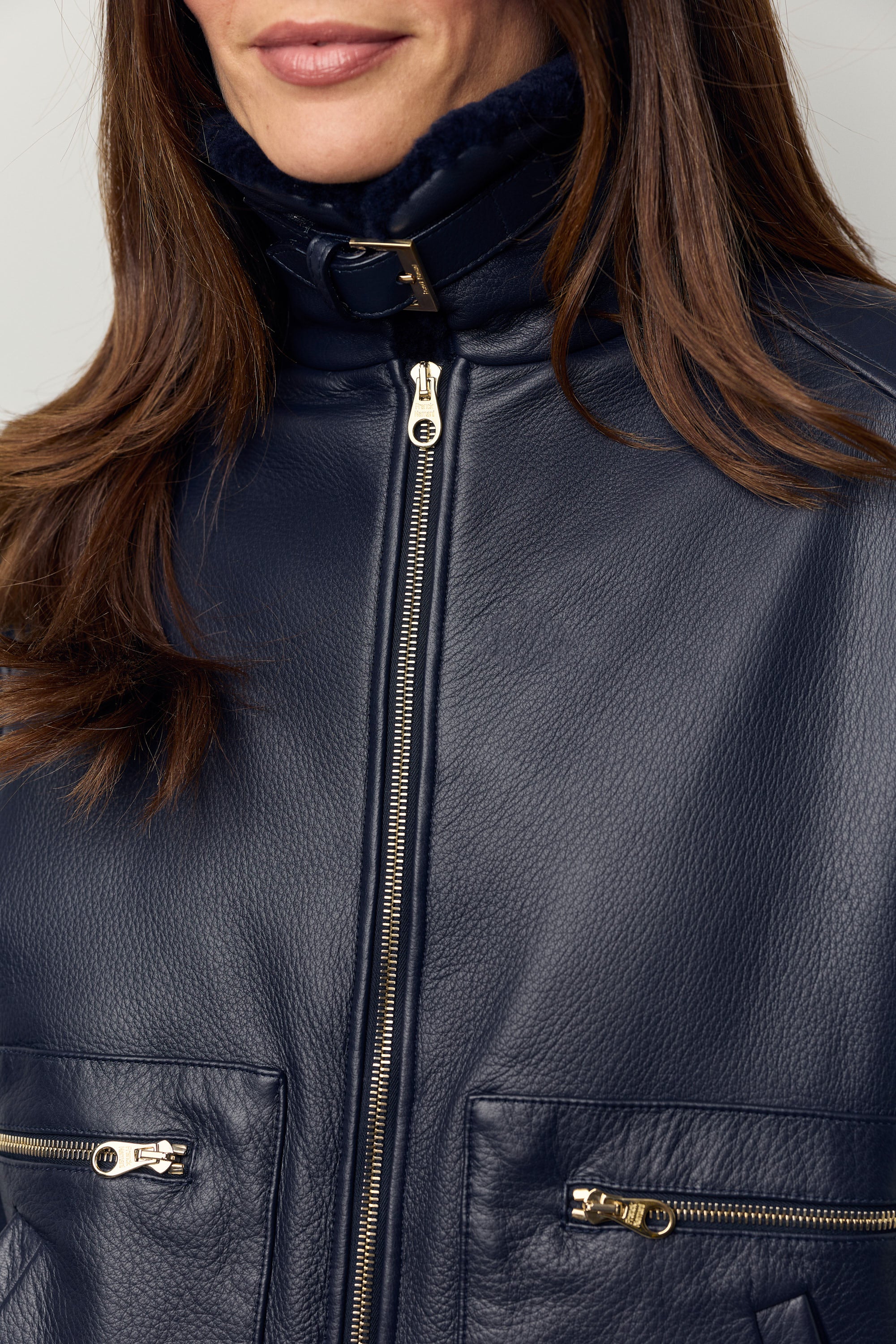 Blouson Motard en cuir de cerf