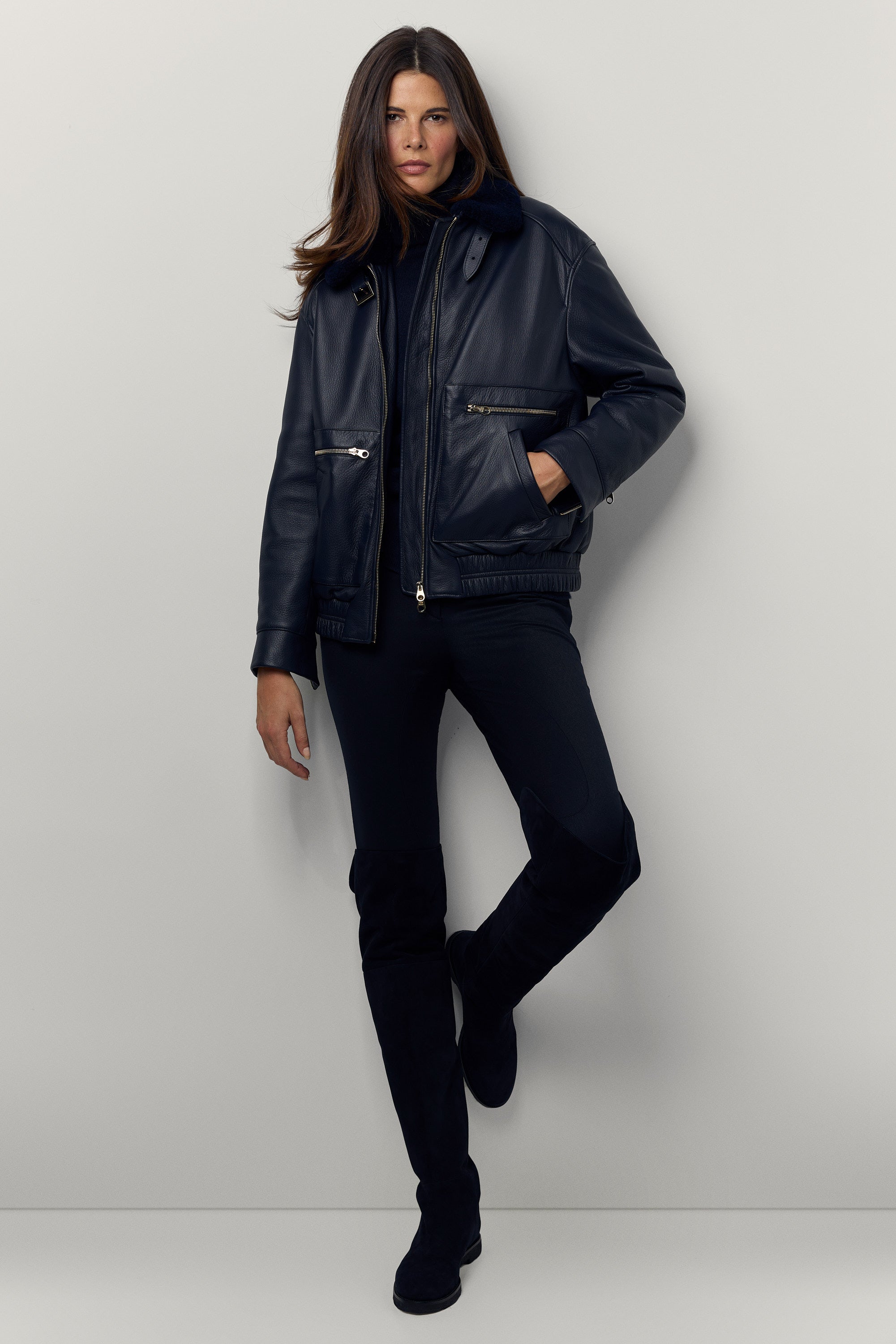 Blouson Motard en cuir de cerf