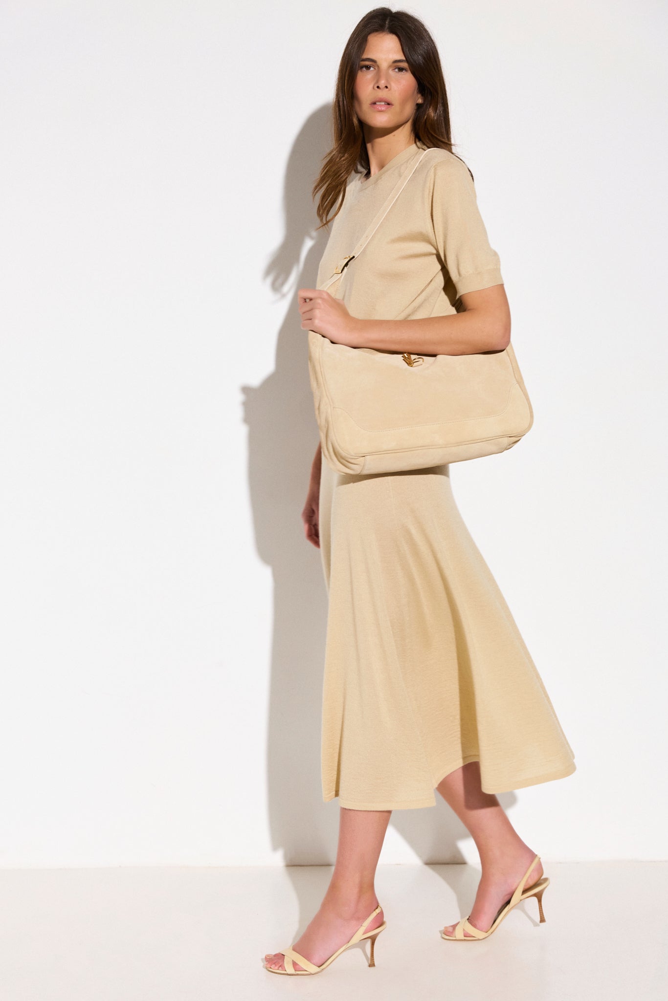 Jupe longue en cachemire et soie