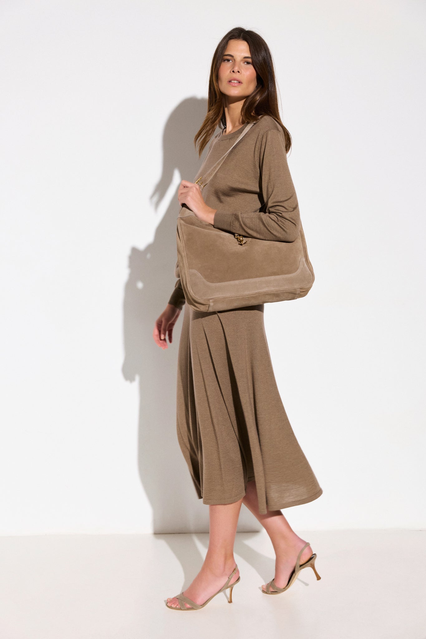 Jupe longue en cachemire et soie