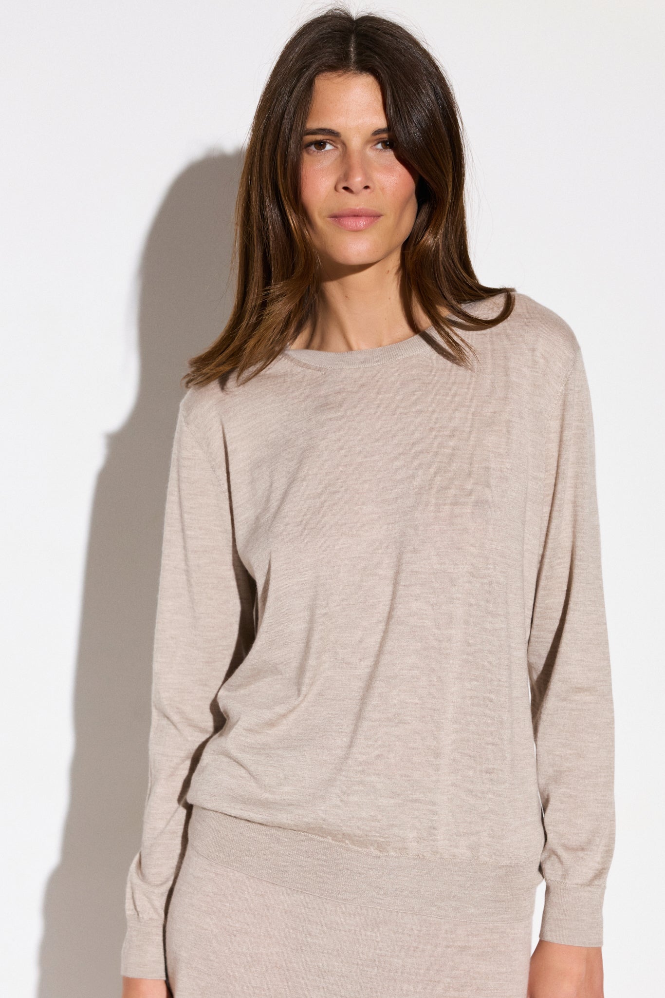 Long-sleeved cashmere and silk sweater