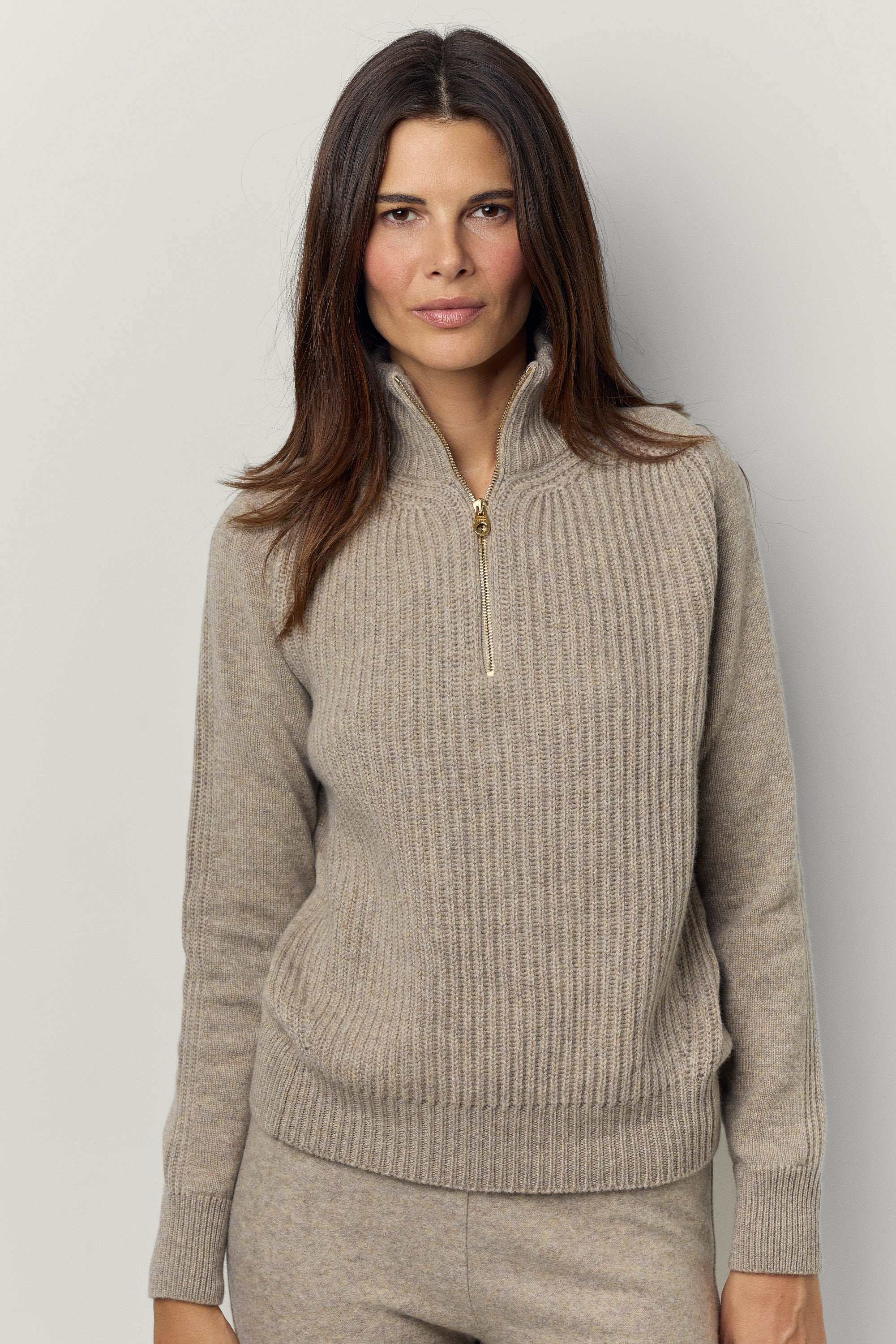 Pull en cachemire à col zippé
