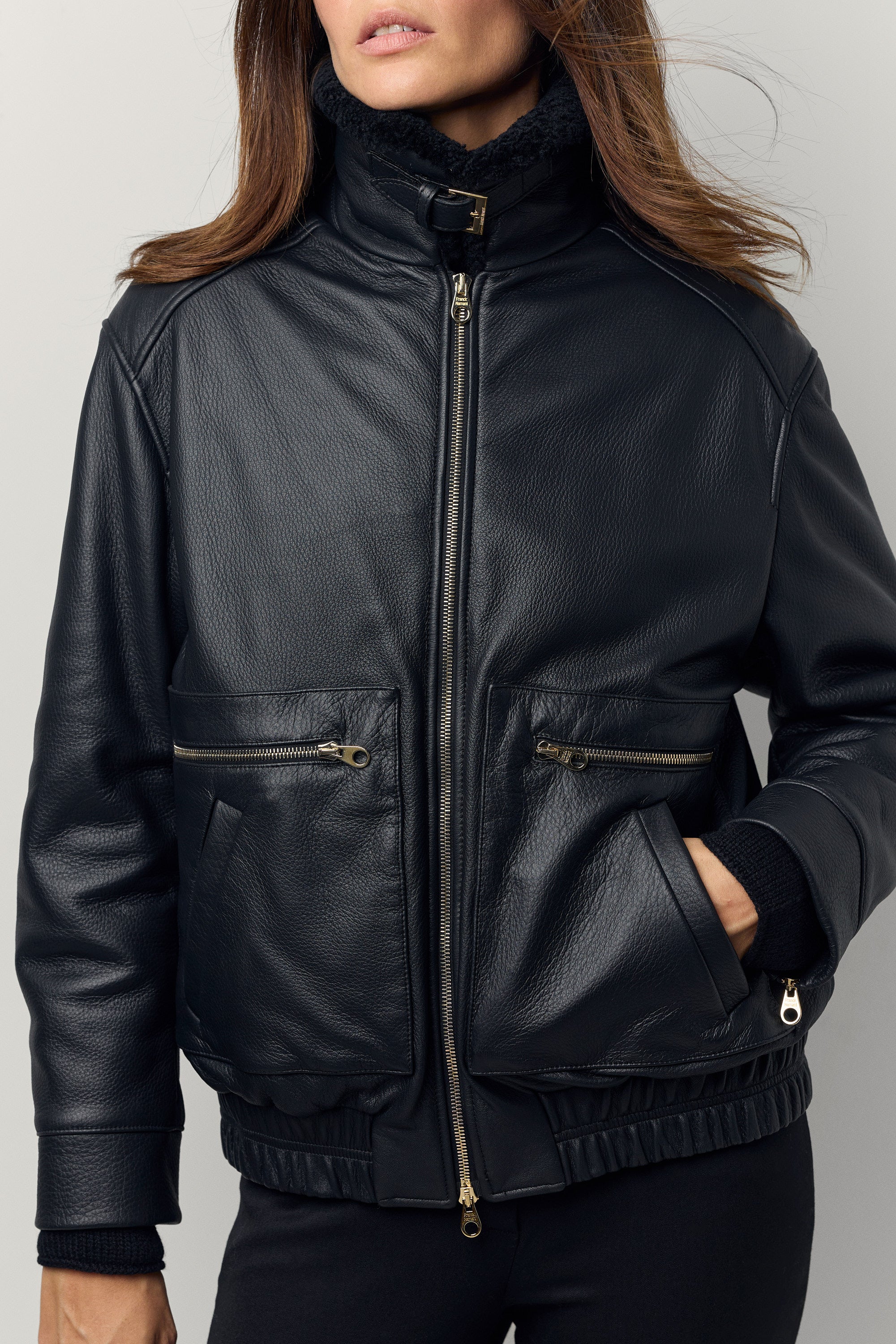 Blouson Motard en cuir de cerf