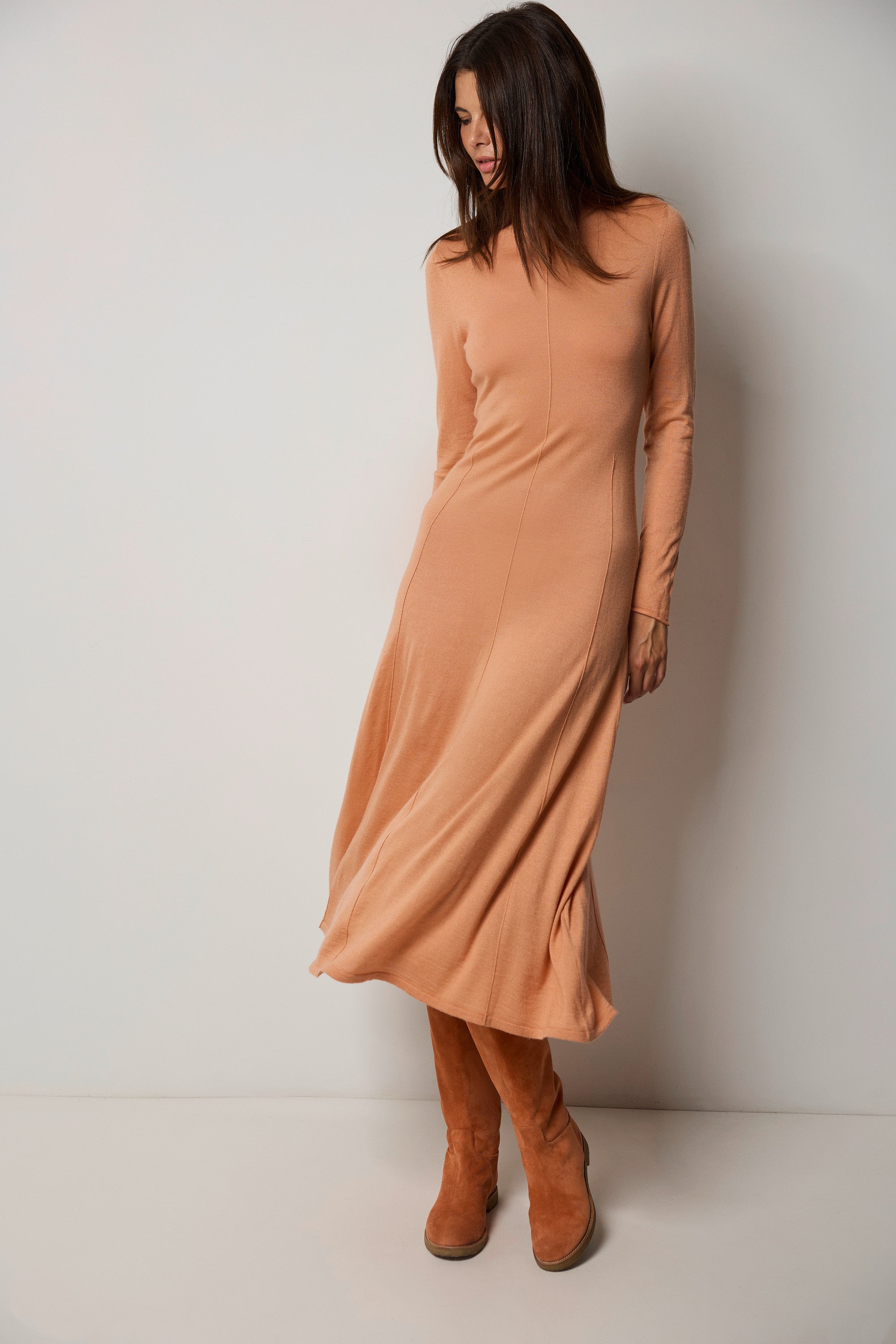 Robe longue en cachemire et soie