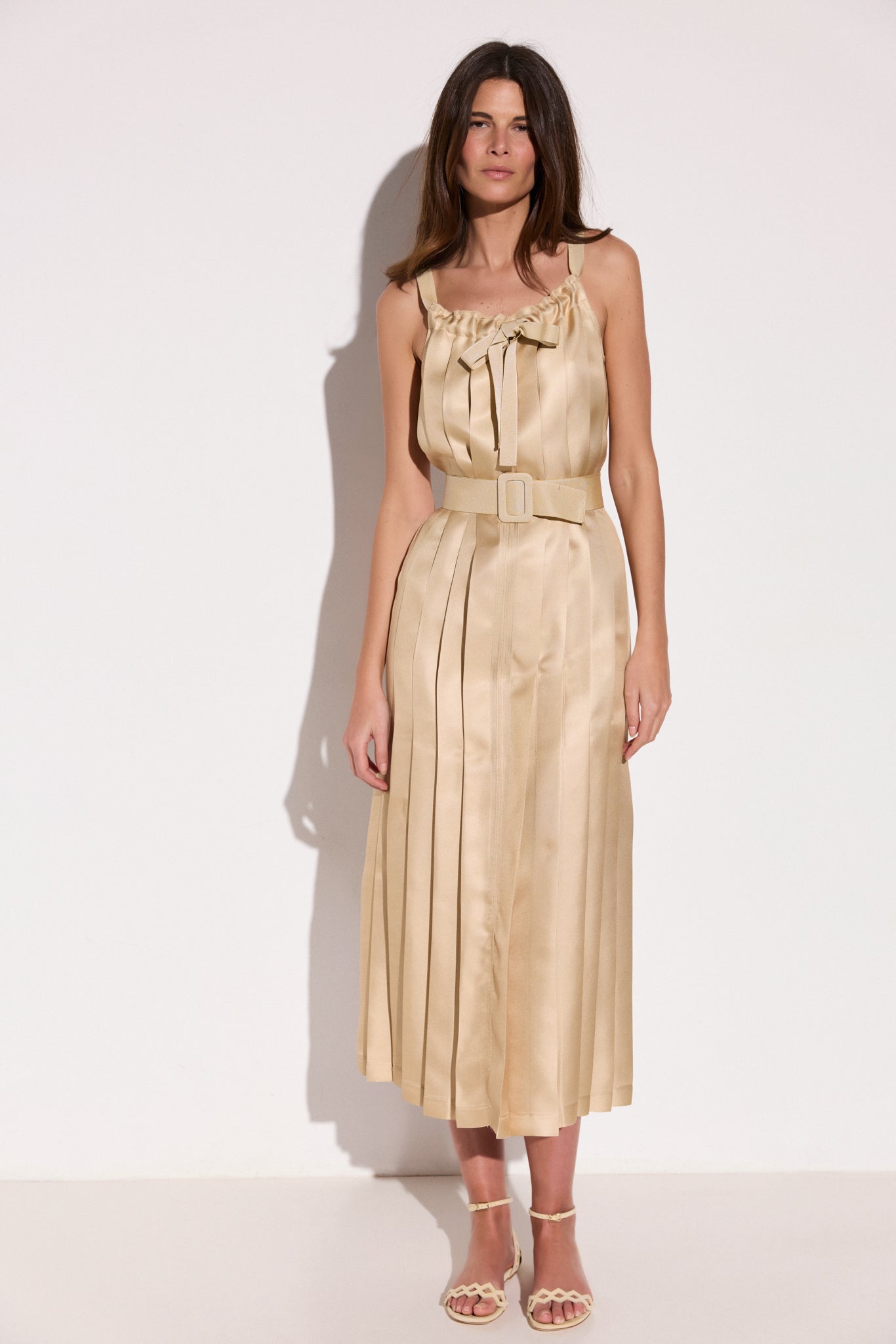 Robe longue en soie PIEGHE