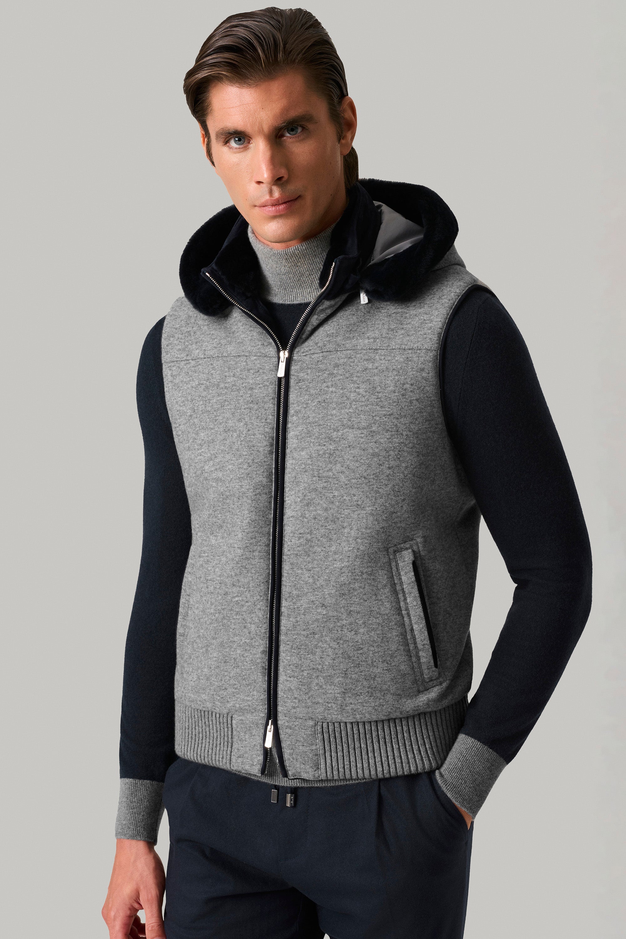 Gilet ELVIS en cachemire felt et vison
