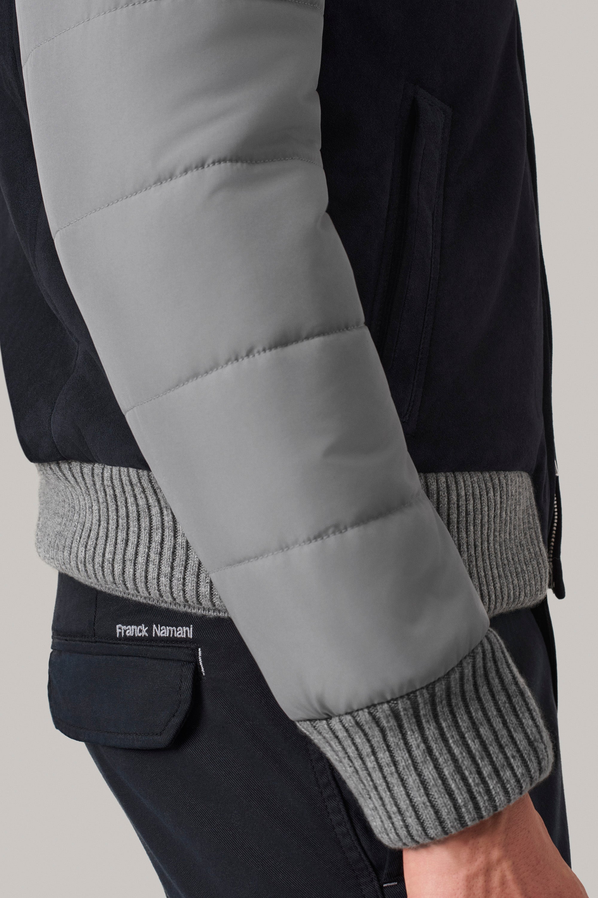 BRIDGE jacket in ultra-light suede and silk nylon