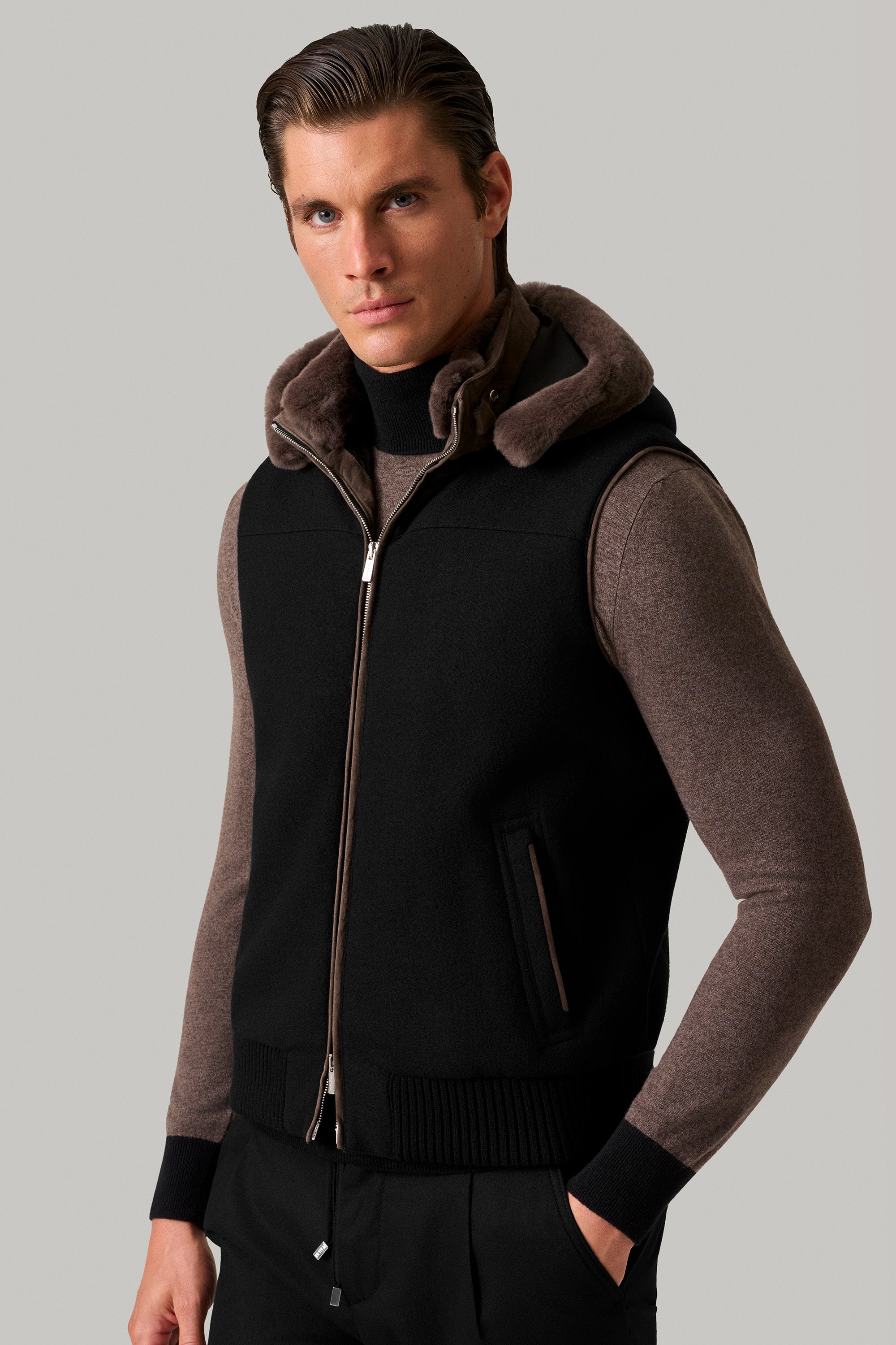 Gilet ELVIS en cachemire felt et vison