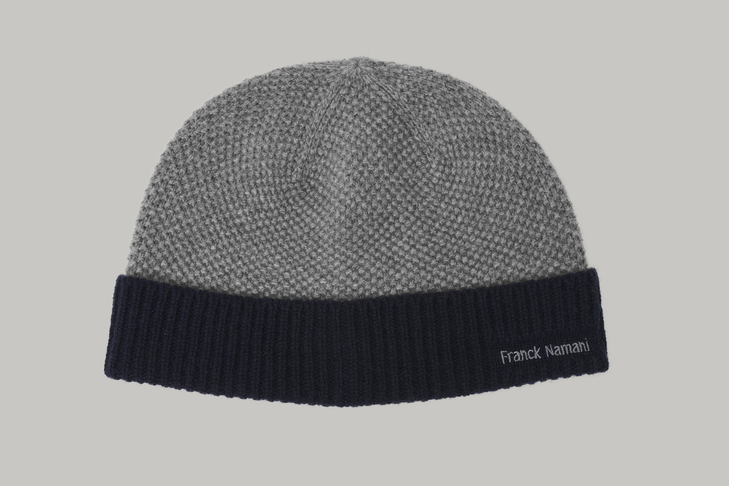 Bonnet bicolore nid d'abeille en ultimum cachemire