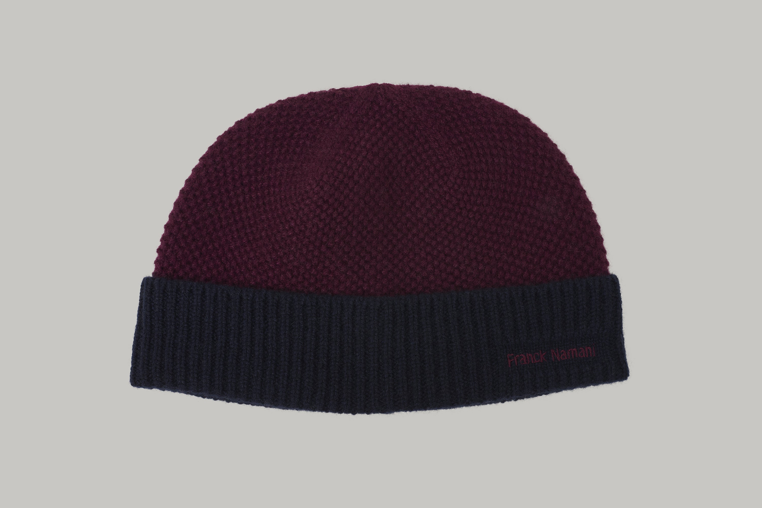 Bonnet bicolore nid d'abeille en ultimum cachemire