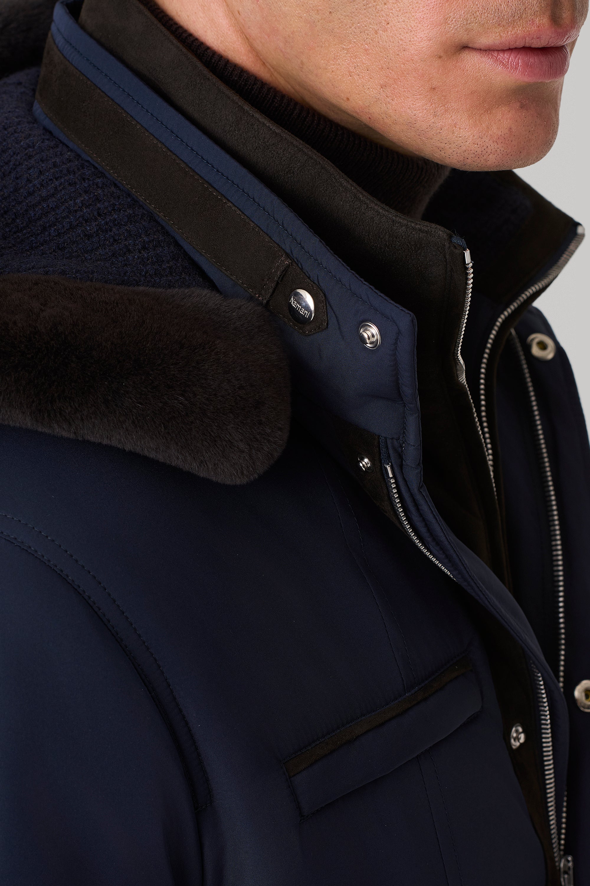 Parka Elvis en silk nylon ultra-light et vison