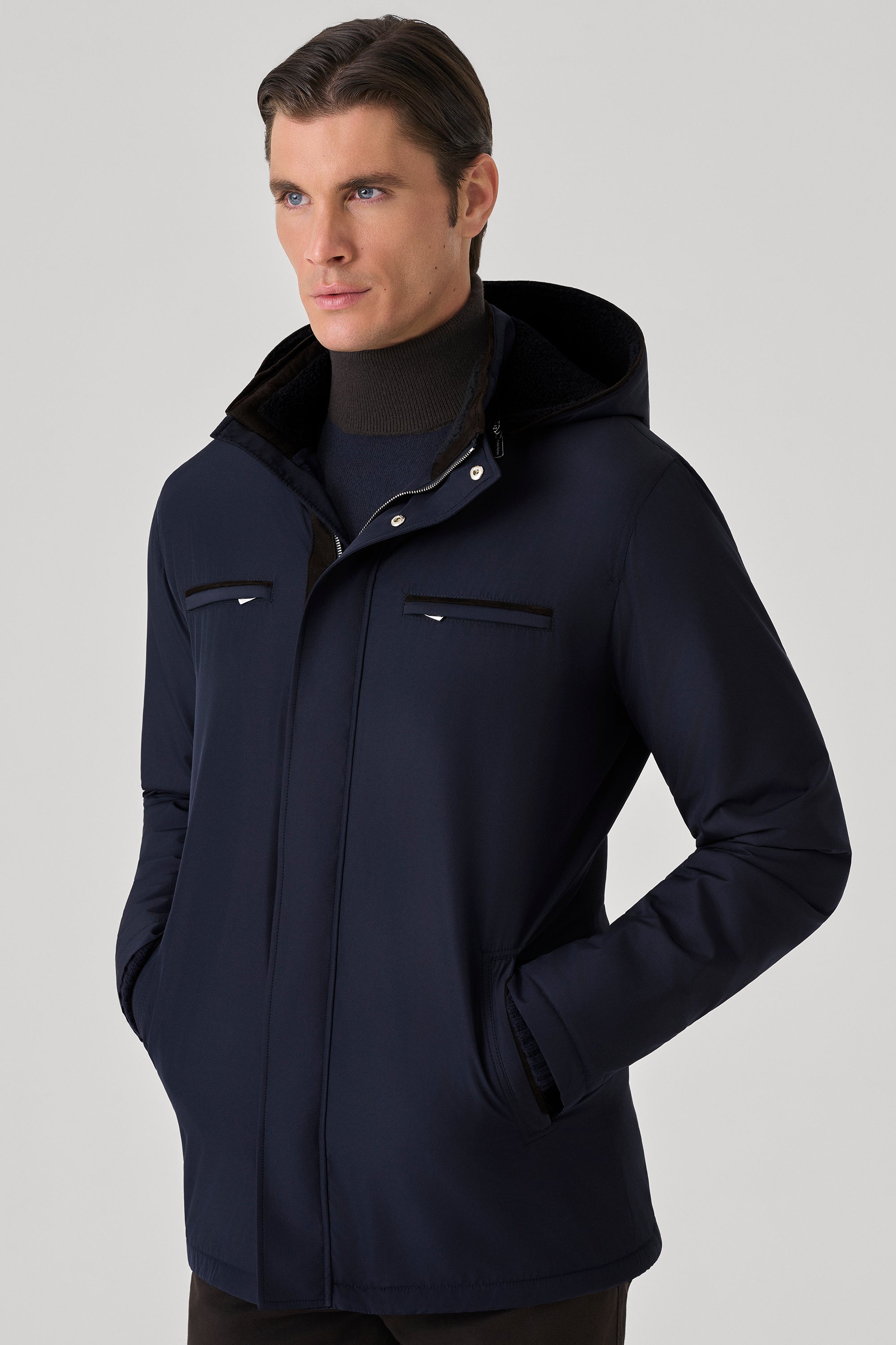 Parka Courchevel en silk nylon ultra-light et mouton