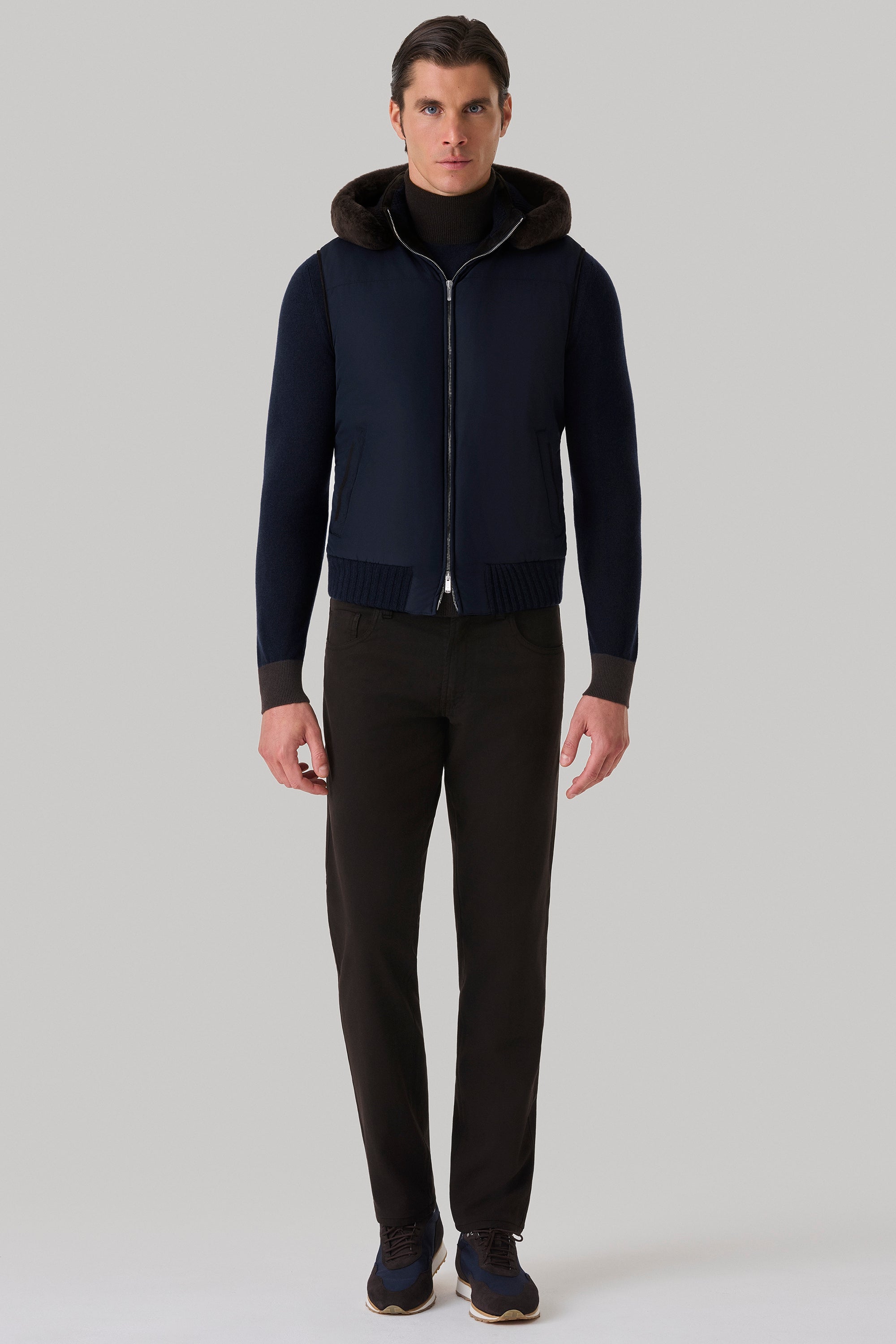 Gilet Elvis en silk nylon ultra-light et vison