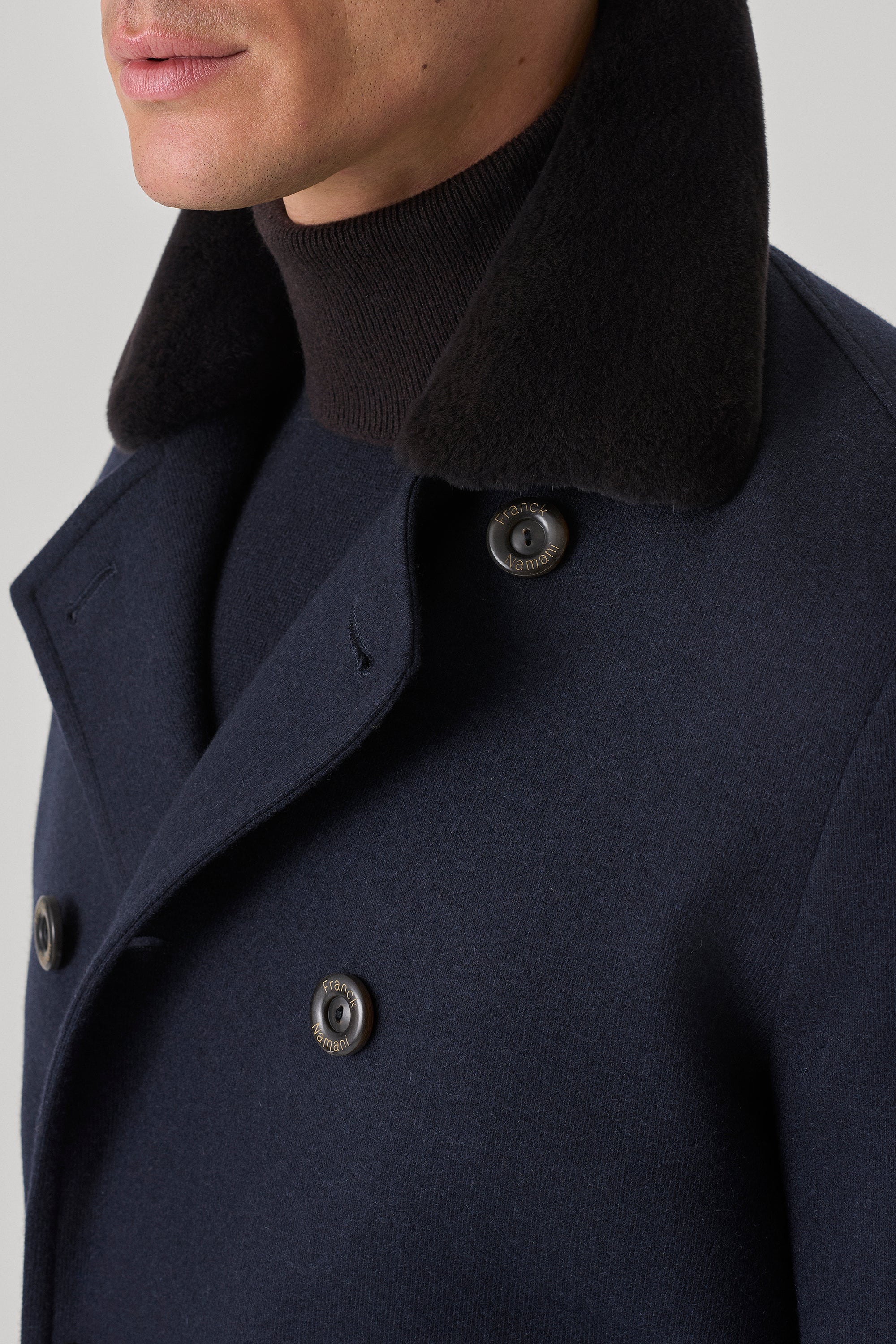 Ultimum cashmere® felt duffle coat with mink collar