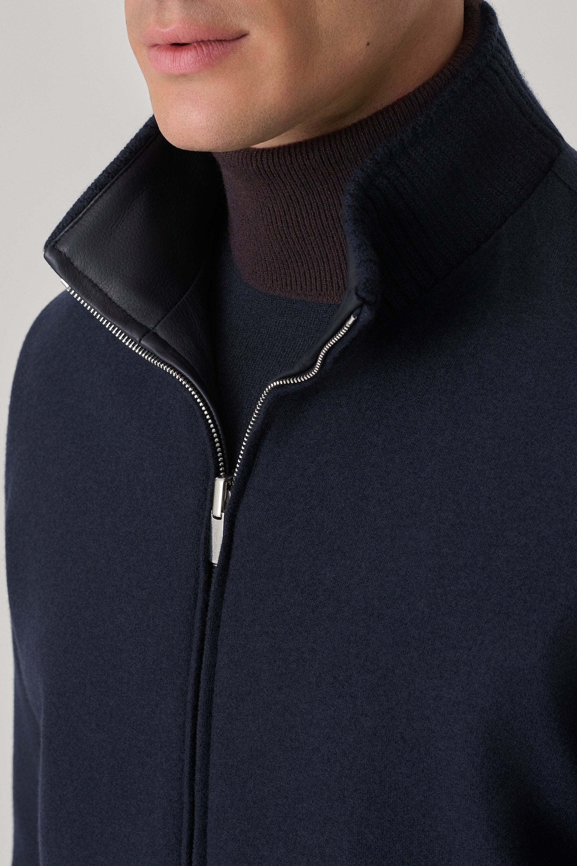 Blouson Confort réversible en cuir de cerf et ultimum cachemire felt